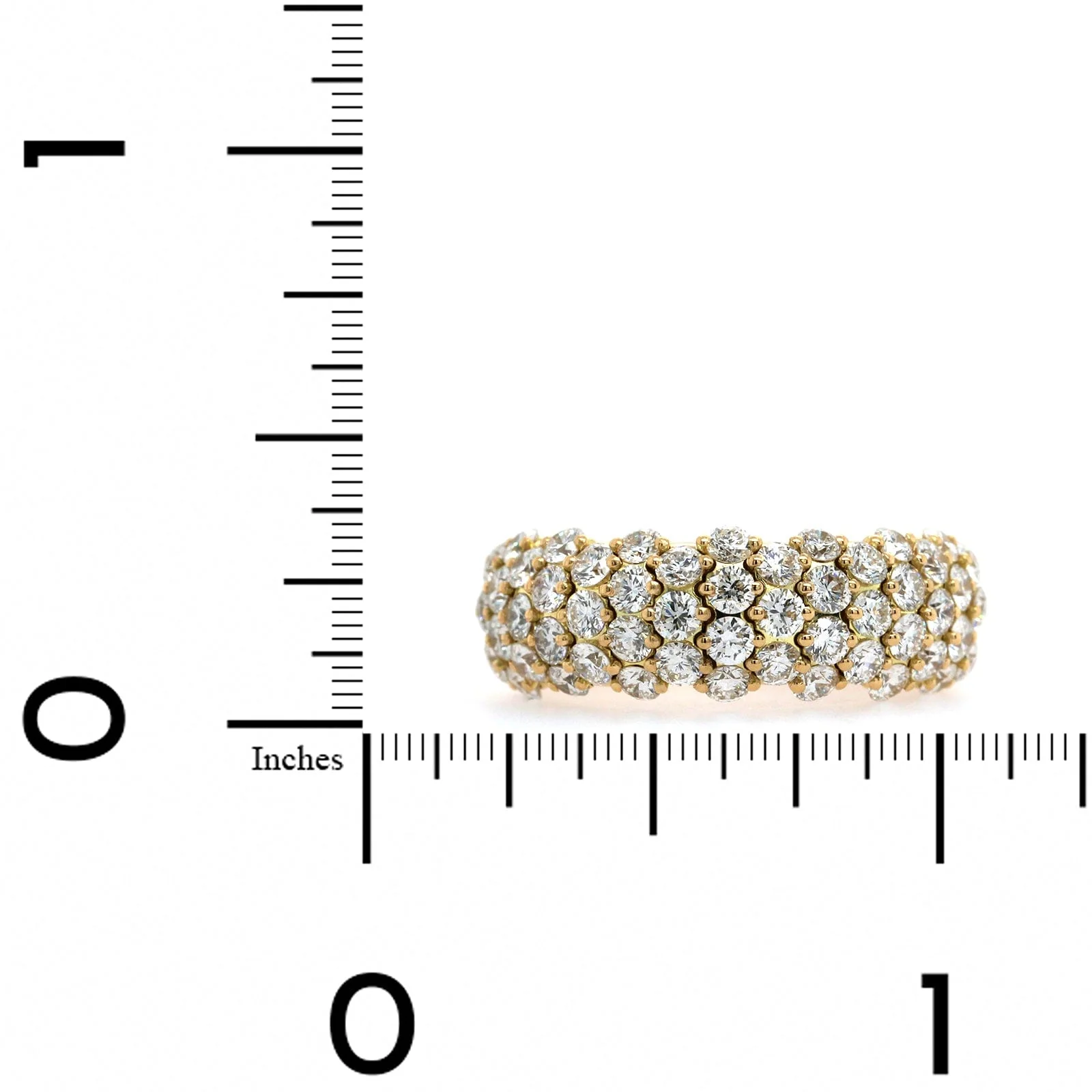 Zydo 18K Yellow Gold Alternating 3 & 4 Diamond Rows Stretch Ring - Image 3