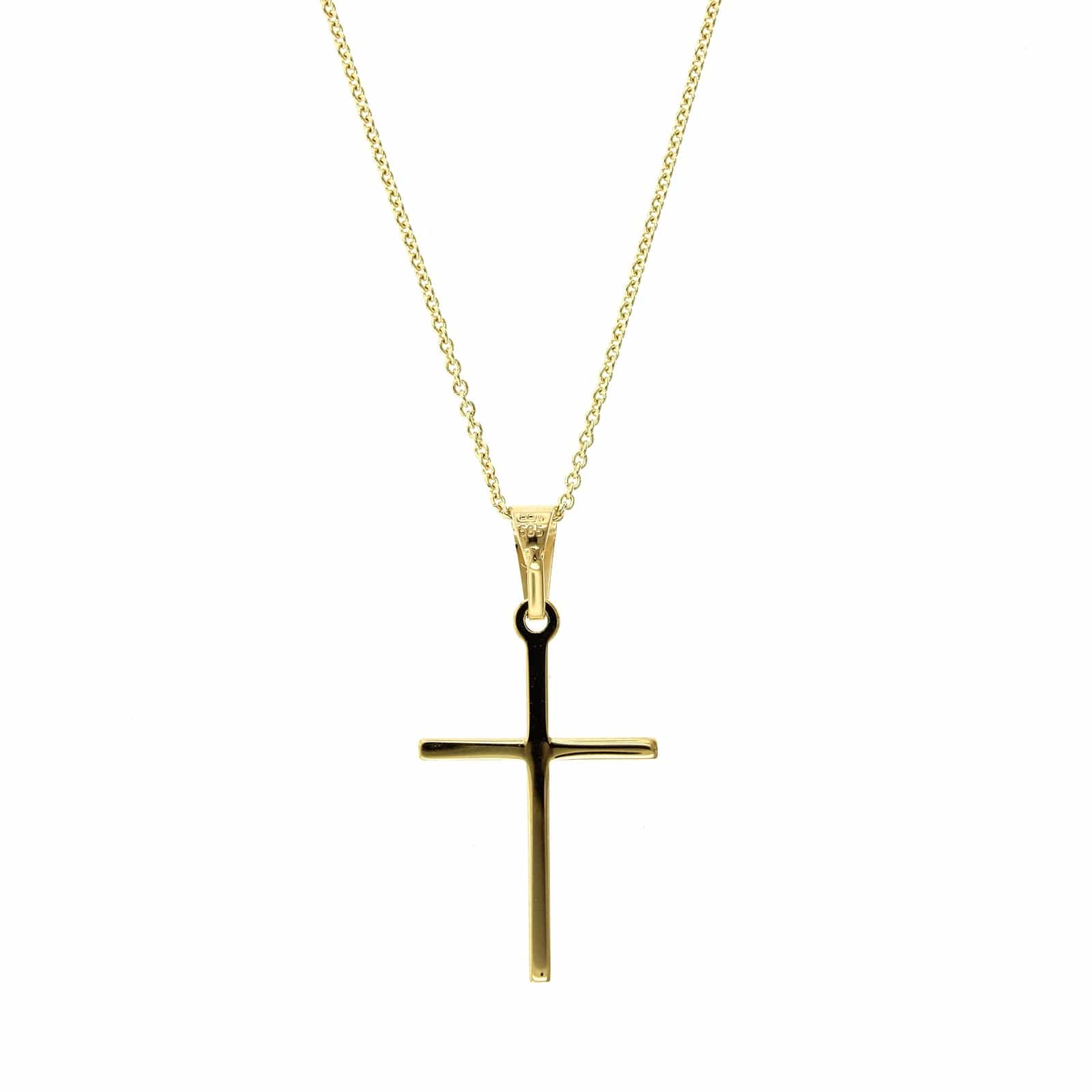 14K Yellow Gold Cross Pendant Necklace - Image 2