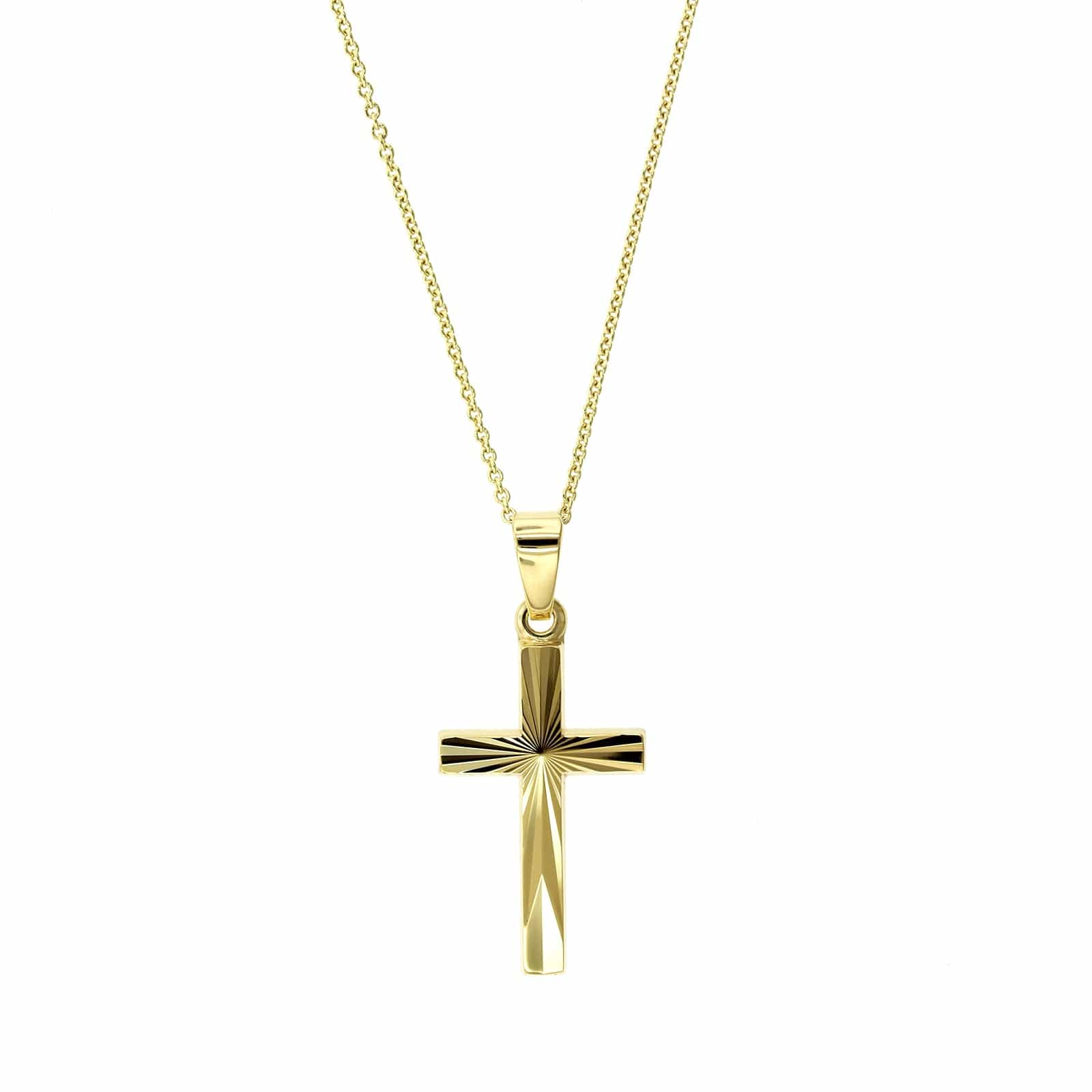 14K Yellow Gold Cross Pendant Necklace