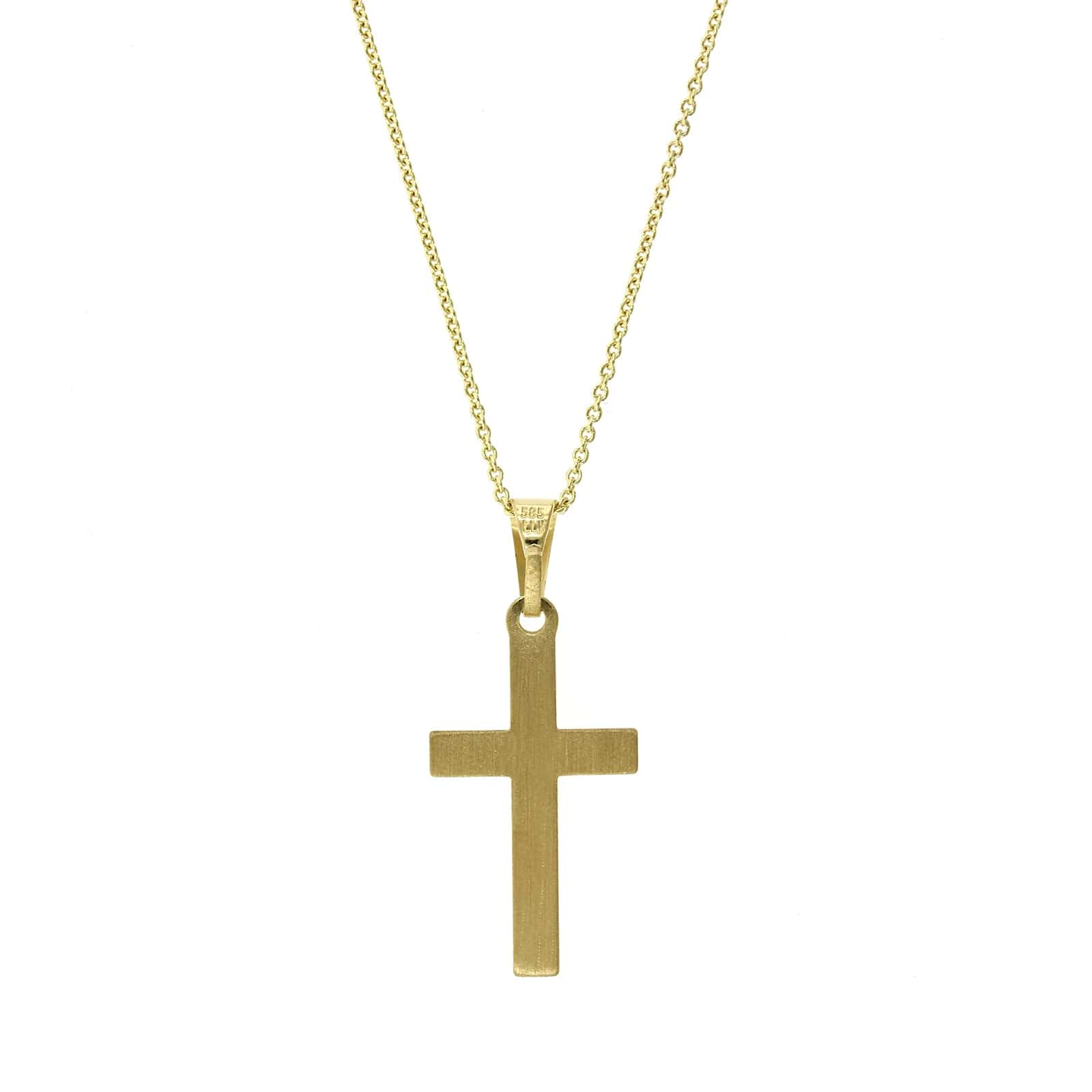 14K Yellow Gold Cross Pendant Necklace - Image 2
