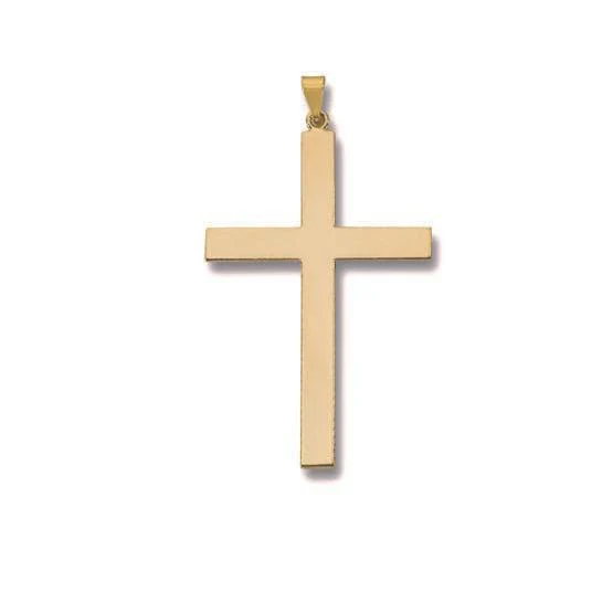 14K Yellow Gold Plain Polished Cross Pendant