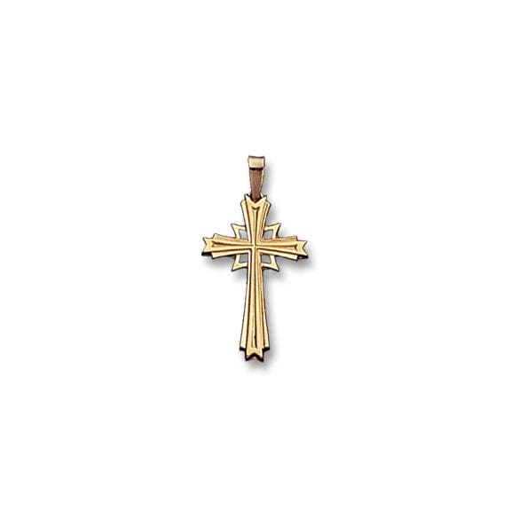 14K Yellow Gold Solid Fancy Design Cross Pendant