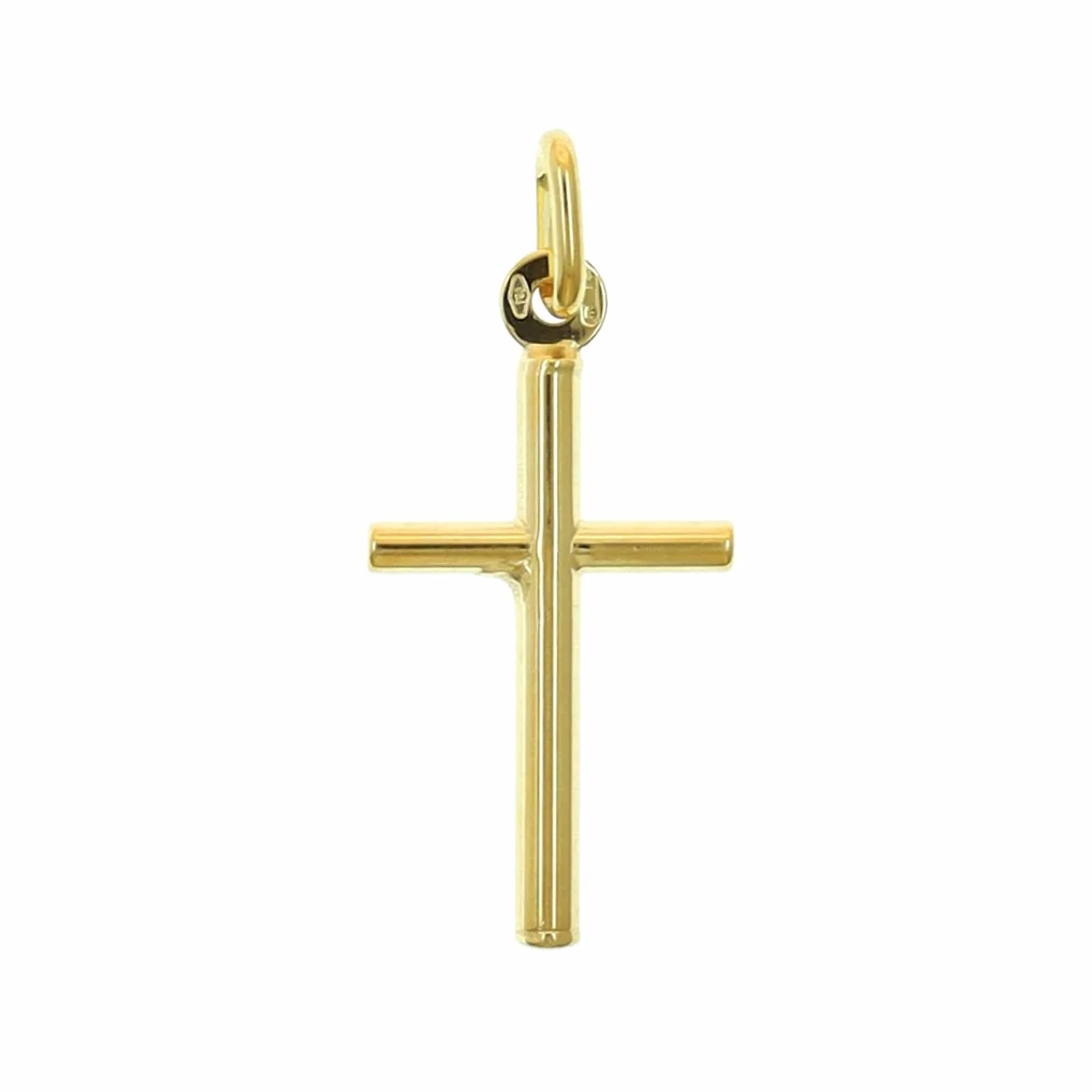 18K Yellow Gold 1" Tube Cross Charm