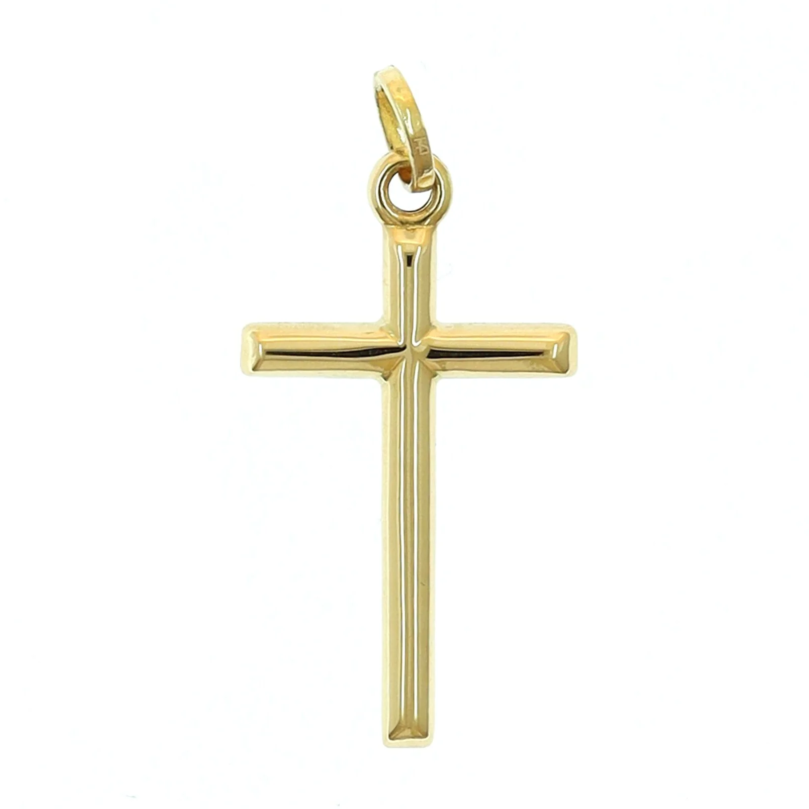 18K Yellow Gold 1" Stick Cross Charm