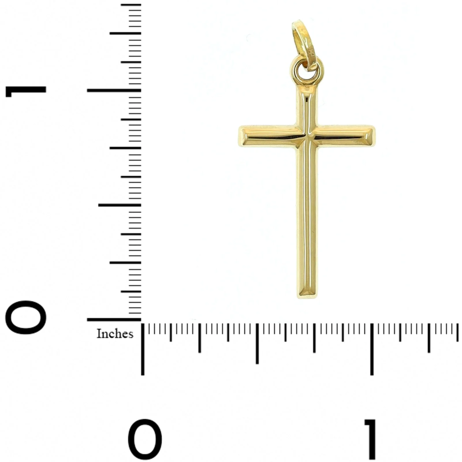 18K Yellow Gold 1" Stick Cross Charm - Image 2