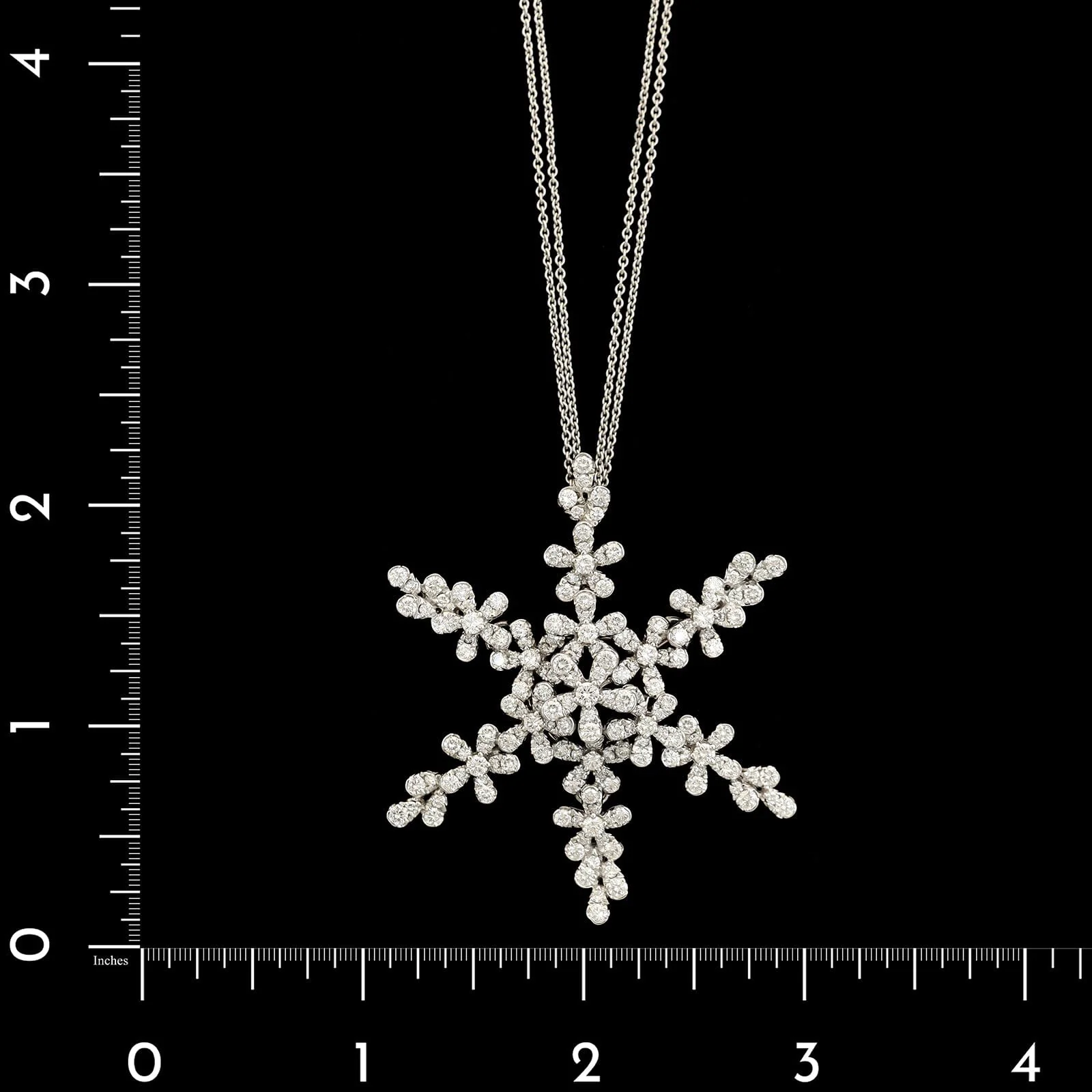 Crivelli 18K White Gold Estate Diamond Snowflake Pendant Pin - Image 4