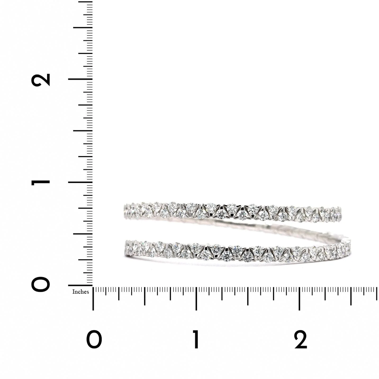 18K White Gold 2 Row Wrap Diamond Bracelet - Image 3
