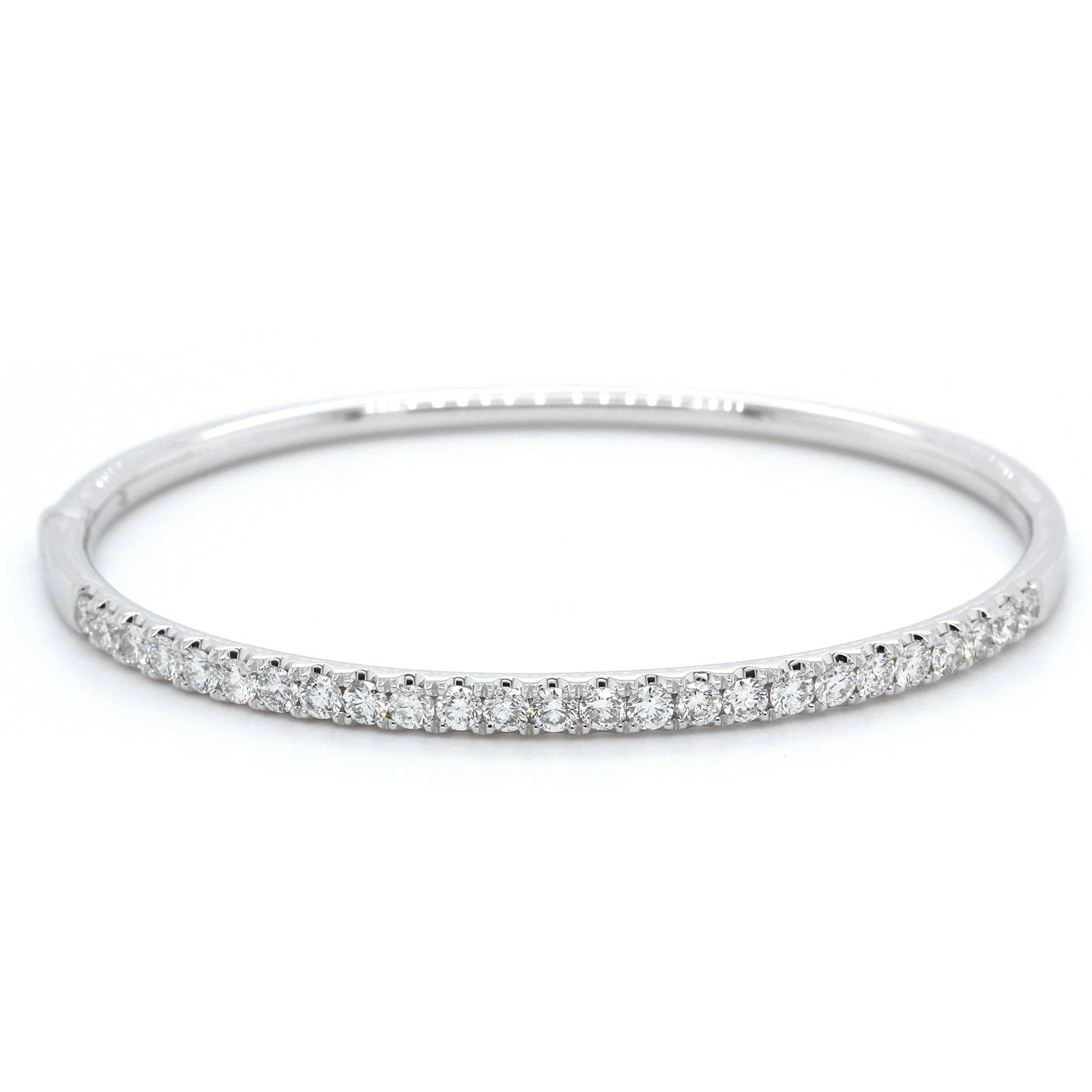 14K White Gold Diamond Bangle - Image 3