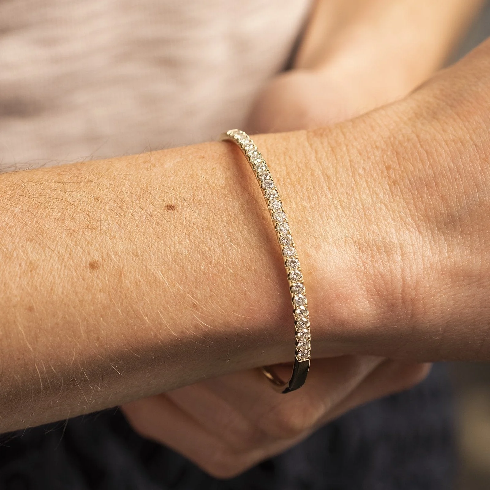 14K Yellow Gold Diamond Bangle - Image 2