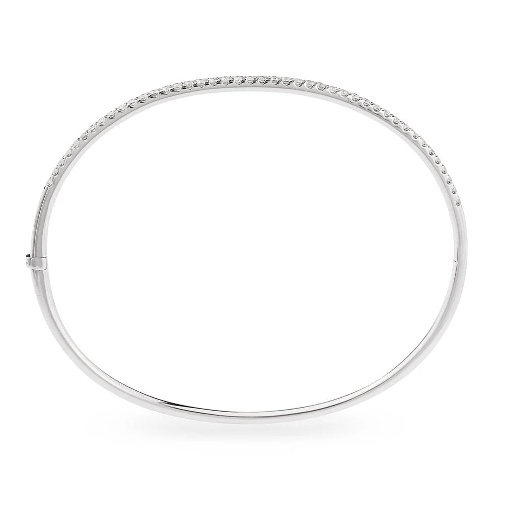 14K White Gold Diamond Bangle - Image 2
