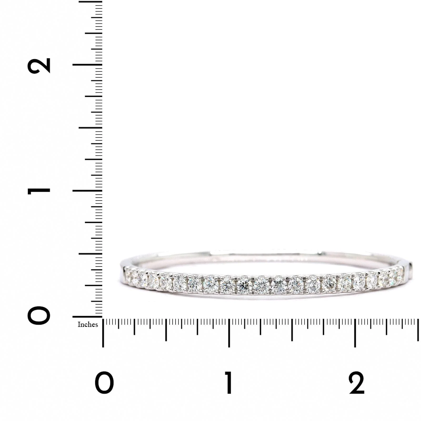 14K White Gold Prong Set Diamond Bangle - Image 3