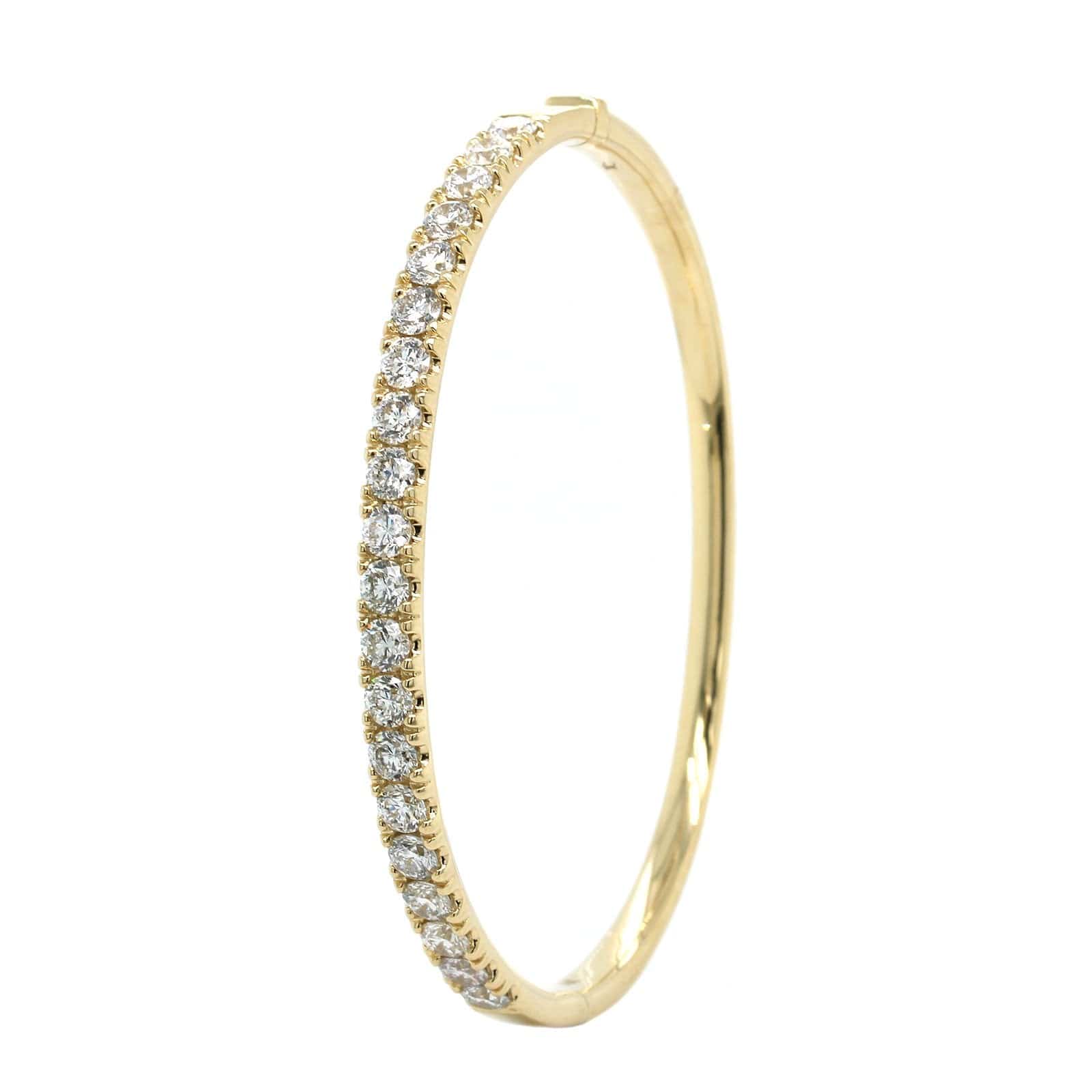 14K Yellow Gold Prongset Diamond Bangle Bracelet - Image 3