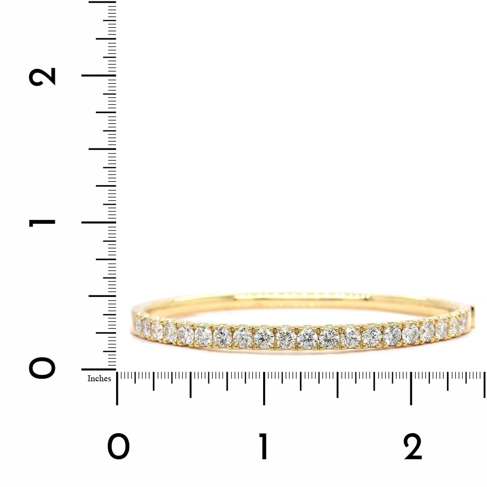 14K Yellow Gold Prongset Diamond Bangle Bracelet - Image 4