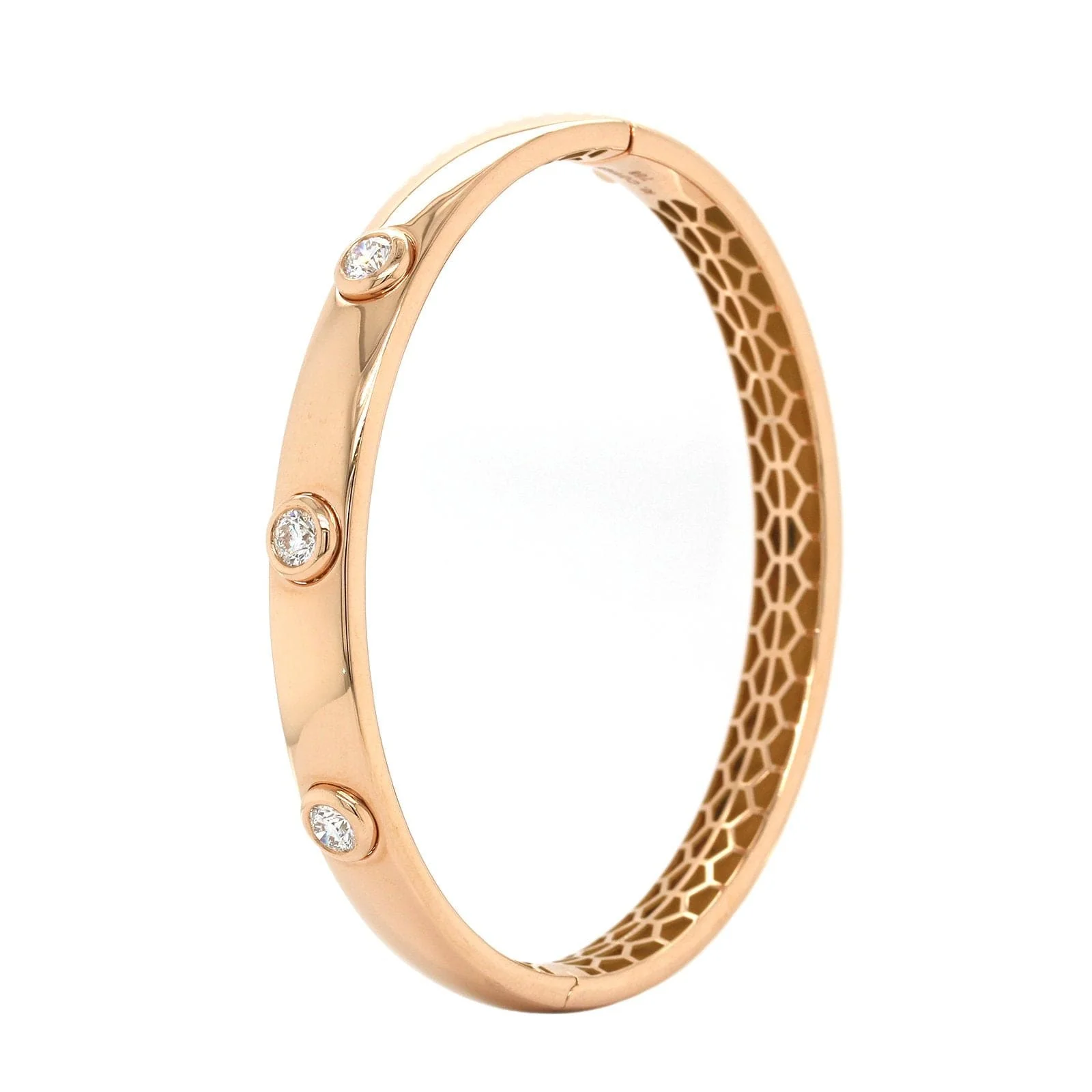 18K Rose Gold Diamond Bangle Bracelet - Image 2