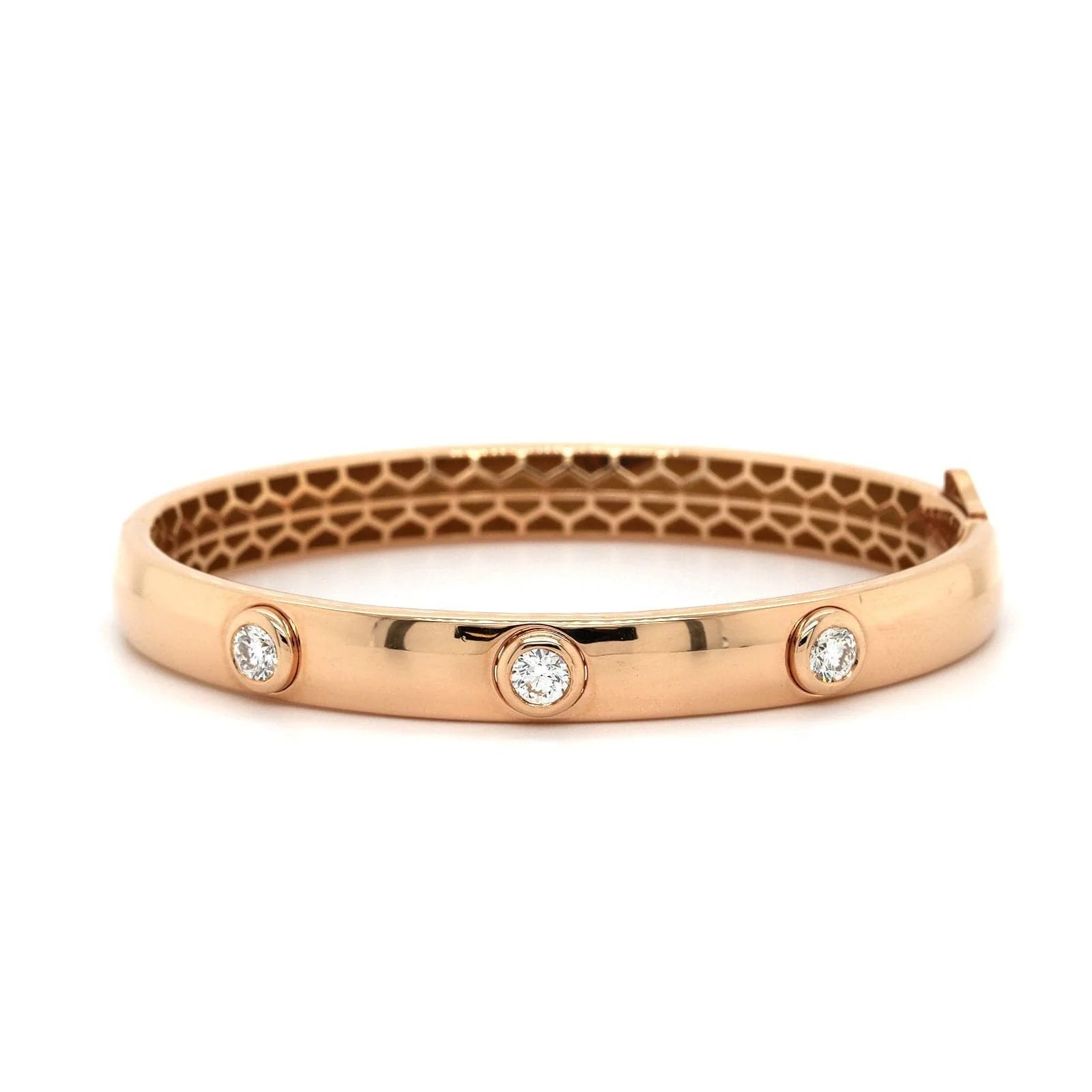 18K Rose Gold Diamond Bangle Bracelet - Image 4