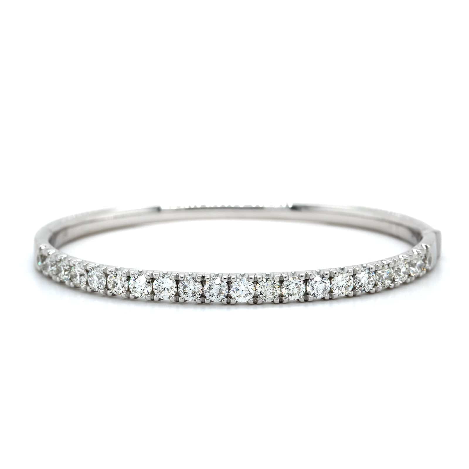 14K White Gold Prong Set Diamond Bangle Bracelet