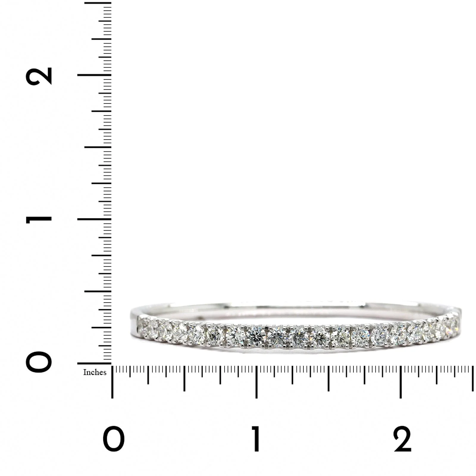14K White Gold Prong Set Diamond Bangle Bracelet - Image 3