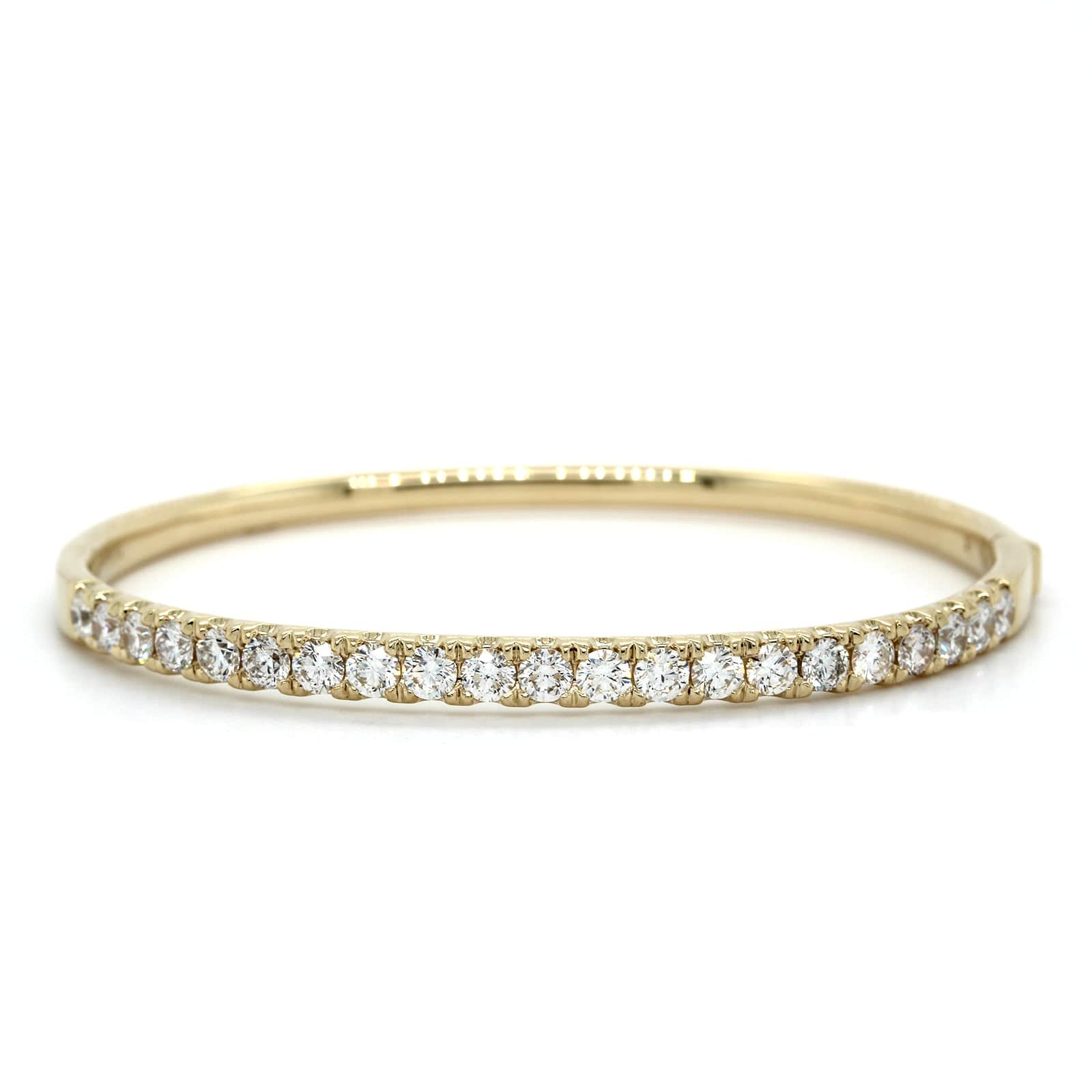 14K Yellow Gold Prong Set Diamond Bangle - Image 4