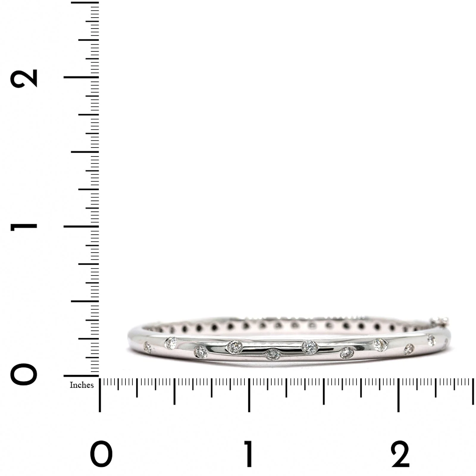 18K White Gold Burnish Set Diamond Bangle - Image 4