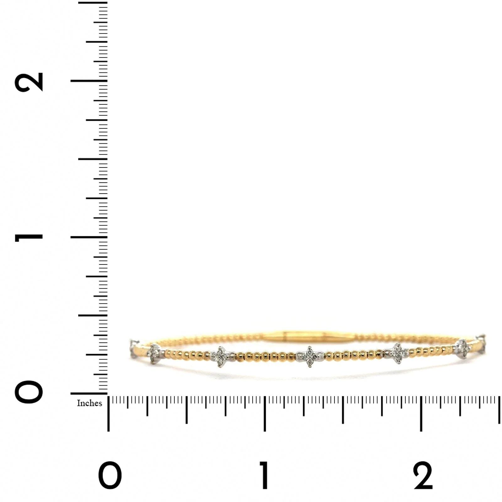 14K Yellow Gold Beaded Flex Diamond Bangle Bracelet - Image 3