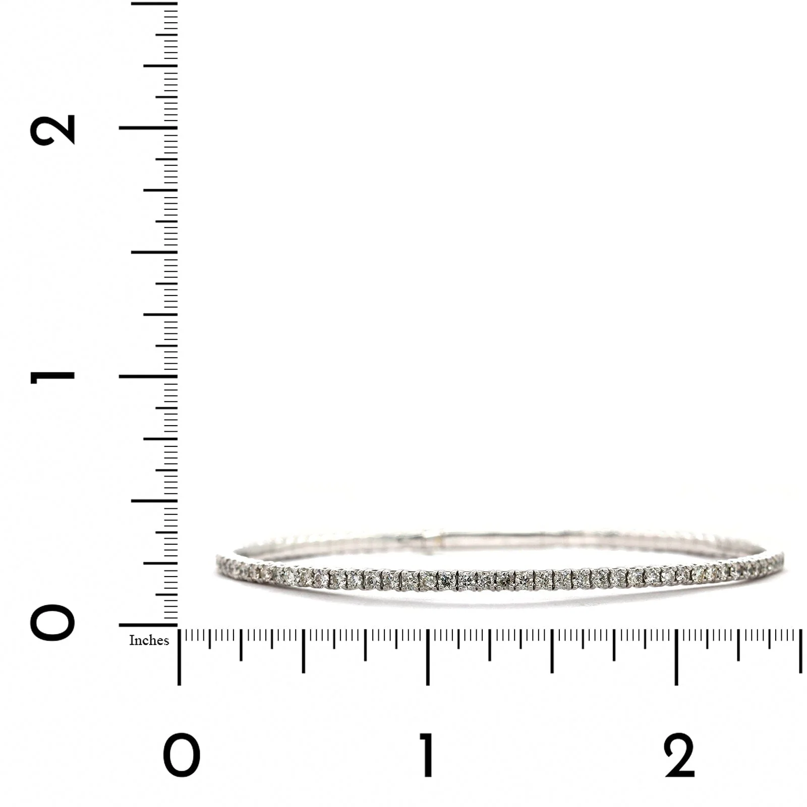 14K White Gold Flexible Diamond Bangle Bracelet - Image 3