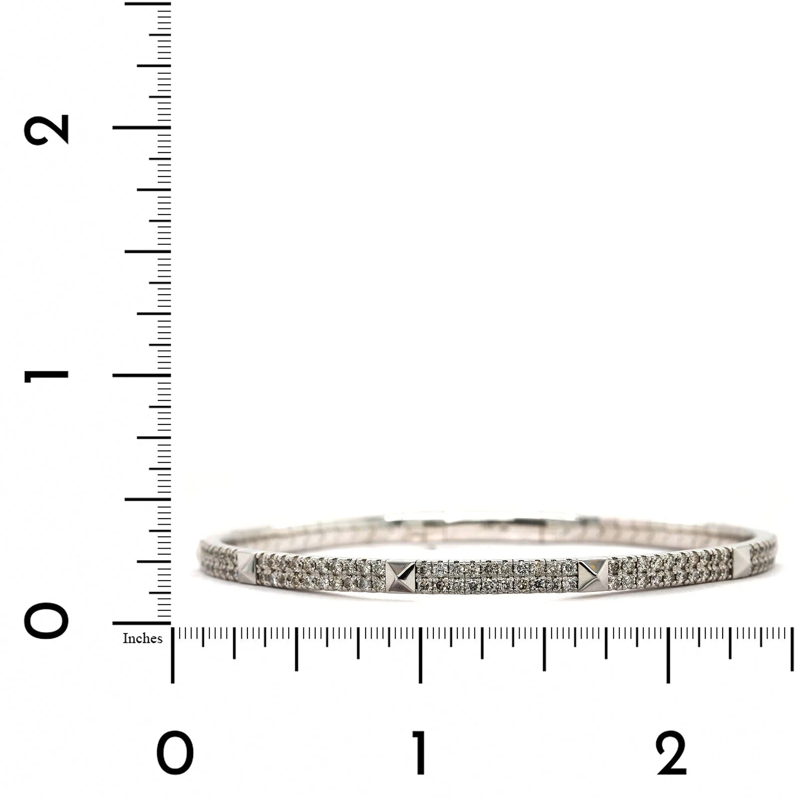 14K White Gold Flexible 2 Row Diamond Bangle Bracelet - Image 3