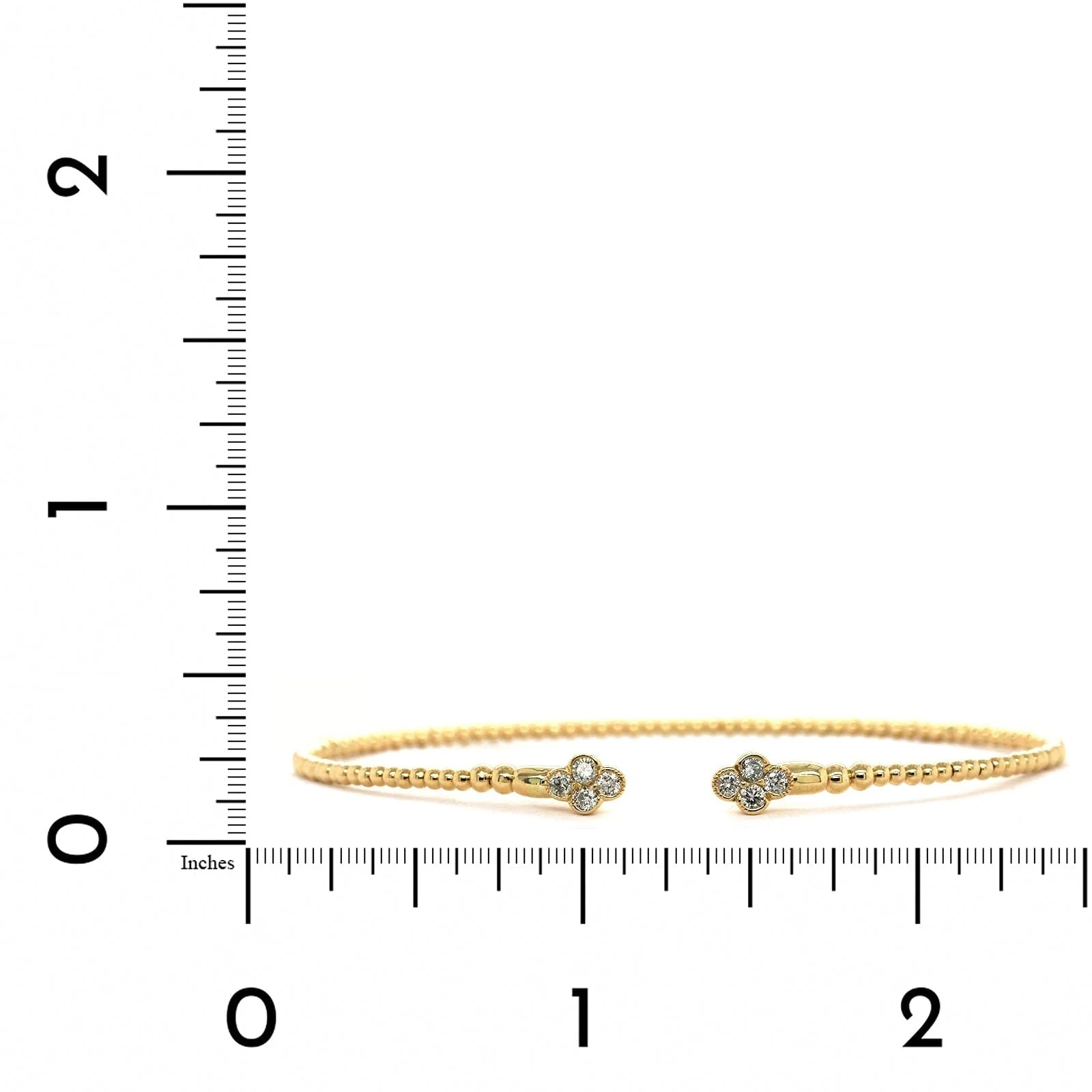 14K Yellow Gold Flexible Pave Diamond Clover Cuff Bracelet - Image 3