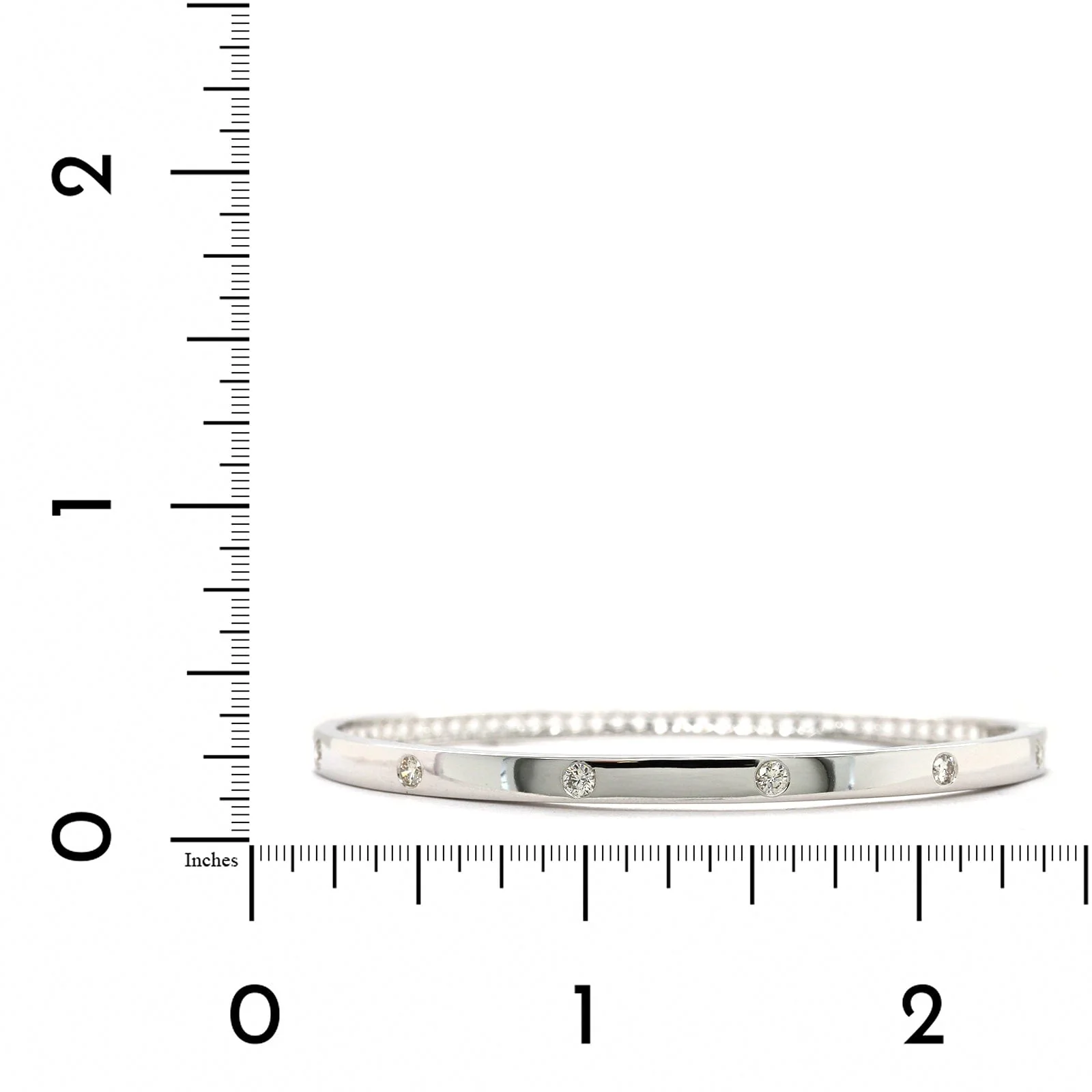 14K White Gold Burnished Set Diamond Bangle Bracelet - Image 3