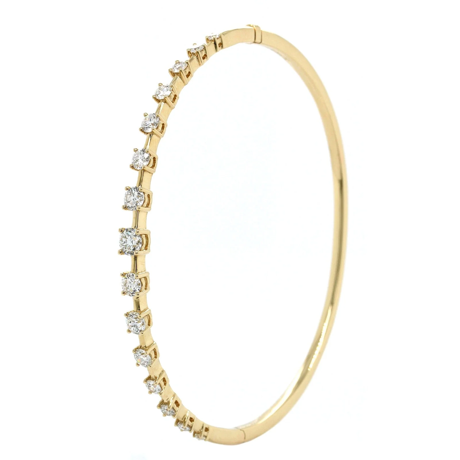 14K Yellow Gold 4 Prong Diamond Bangle - Image 3
