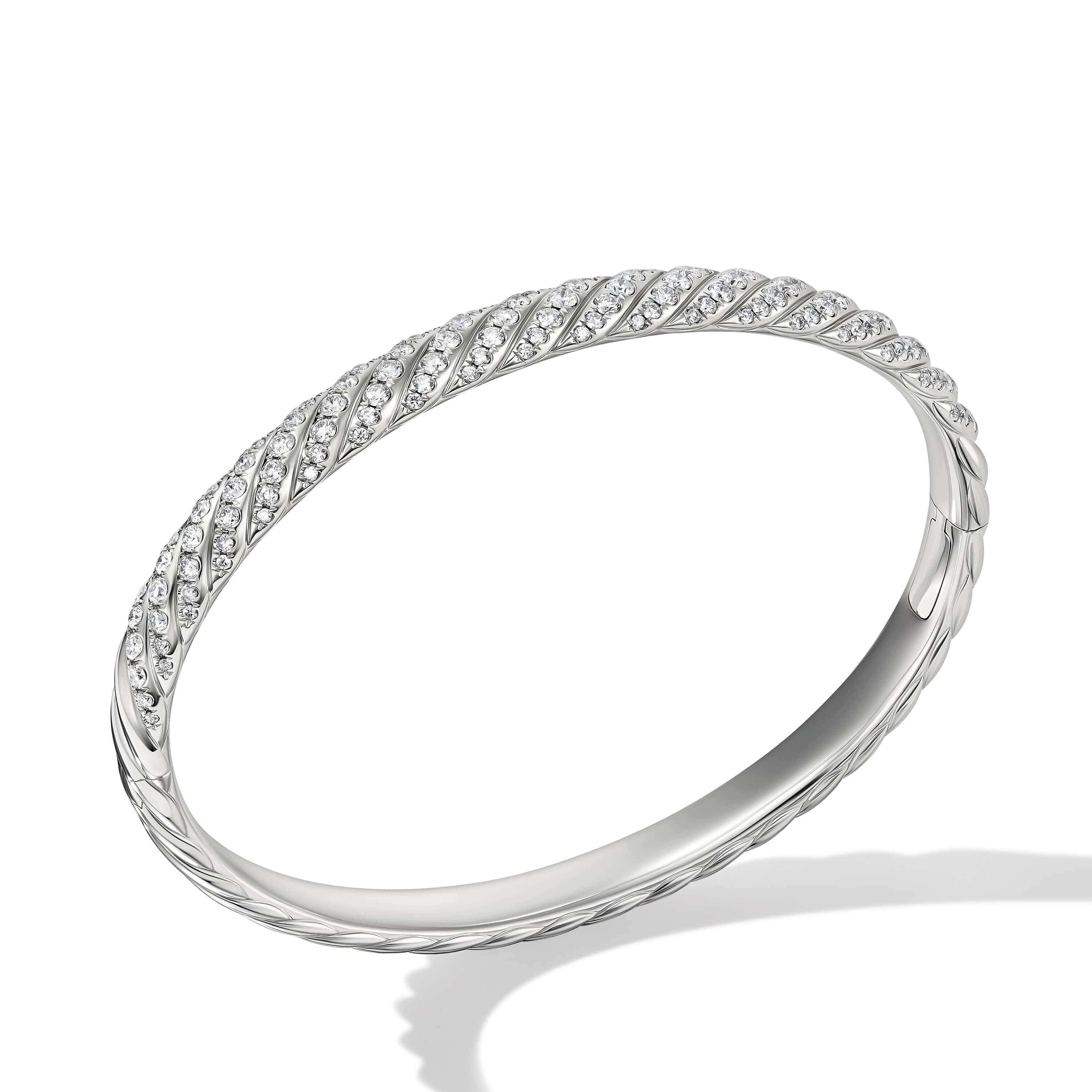 Sculpted Cable Bangle Bracelet in 18K White Gold - Image 2