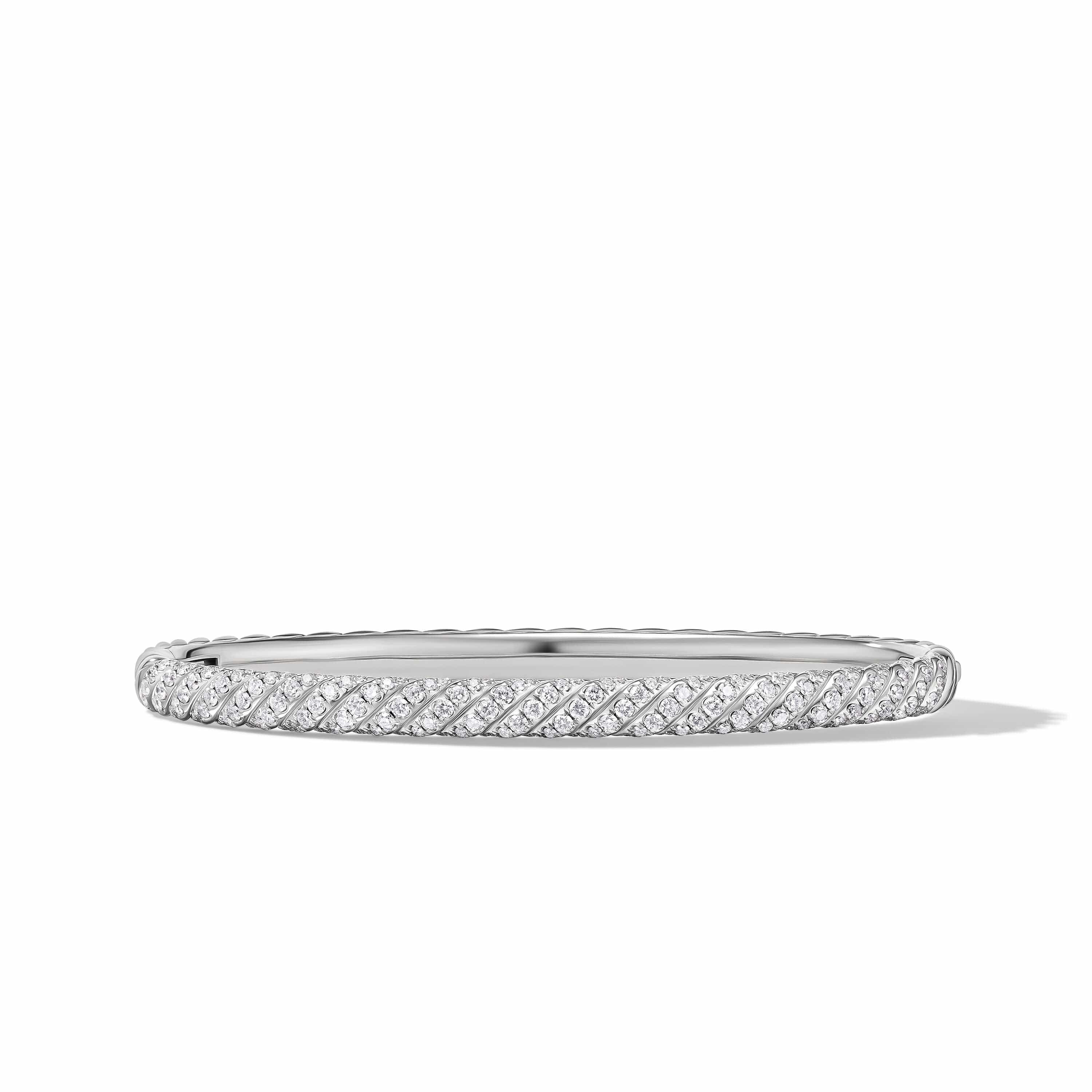 Sculpted Cable Bangle Bracelet in 18K White Gold