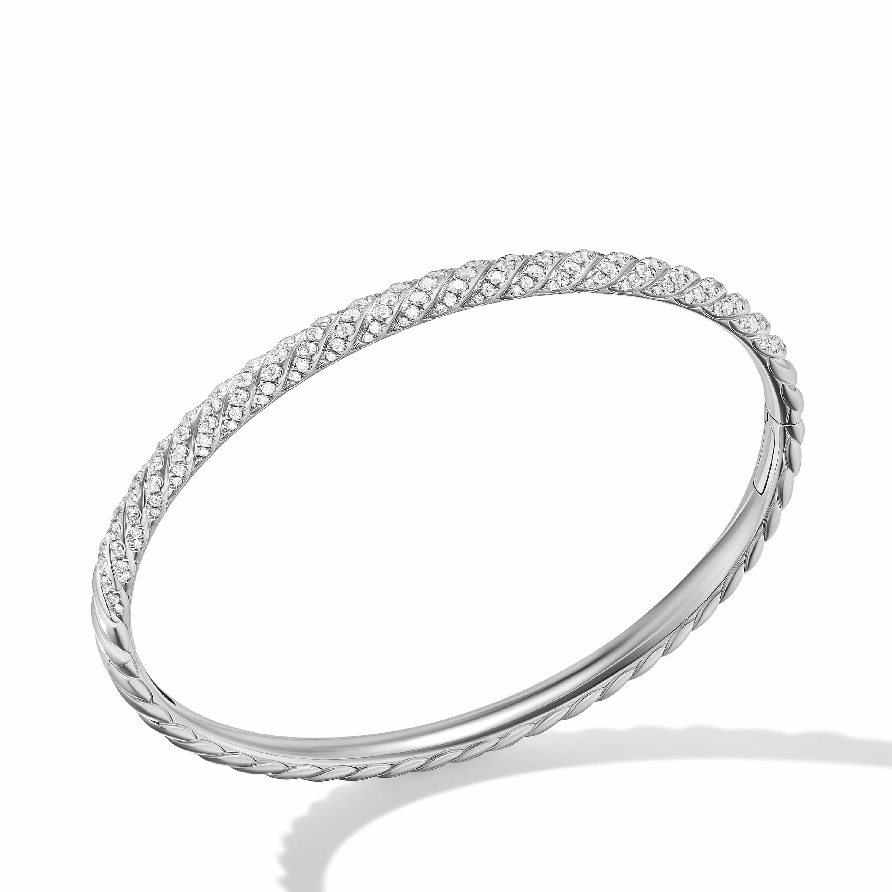 Sculpted Cable Bangle Bracelet in 18K White Gold - Image 2