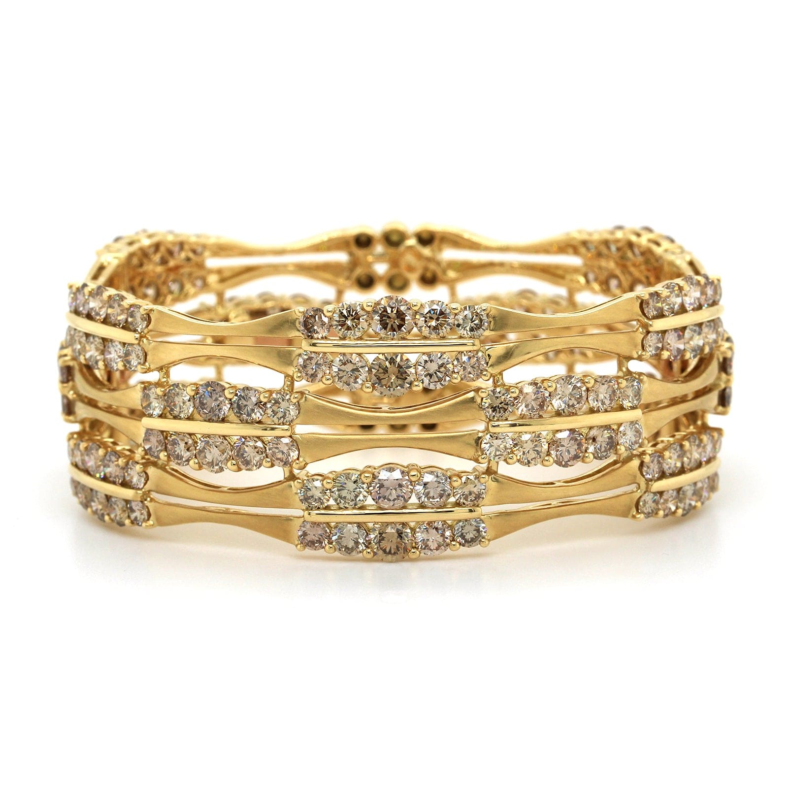 Etho Maria 18K Yellow Gold Brown Diamond Wide Bangle