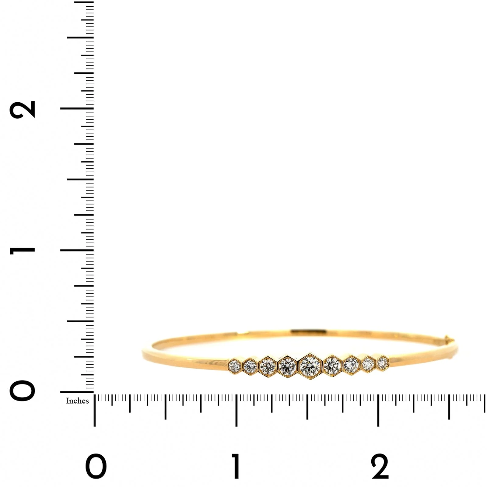 18K Yellow Gold 9 Diamond Bangle - Image 3