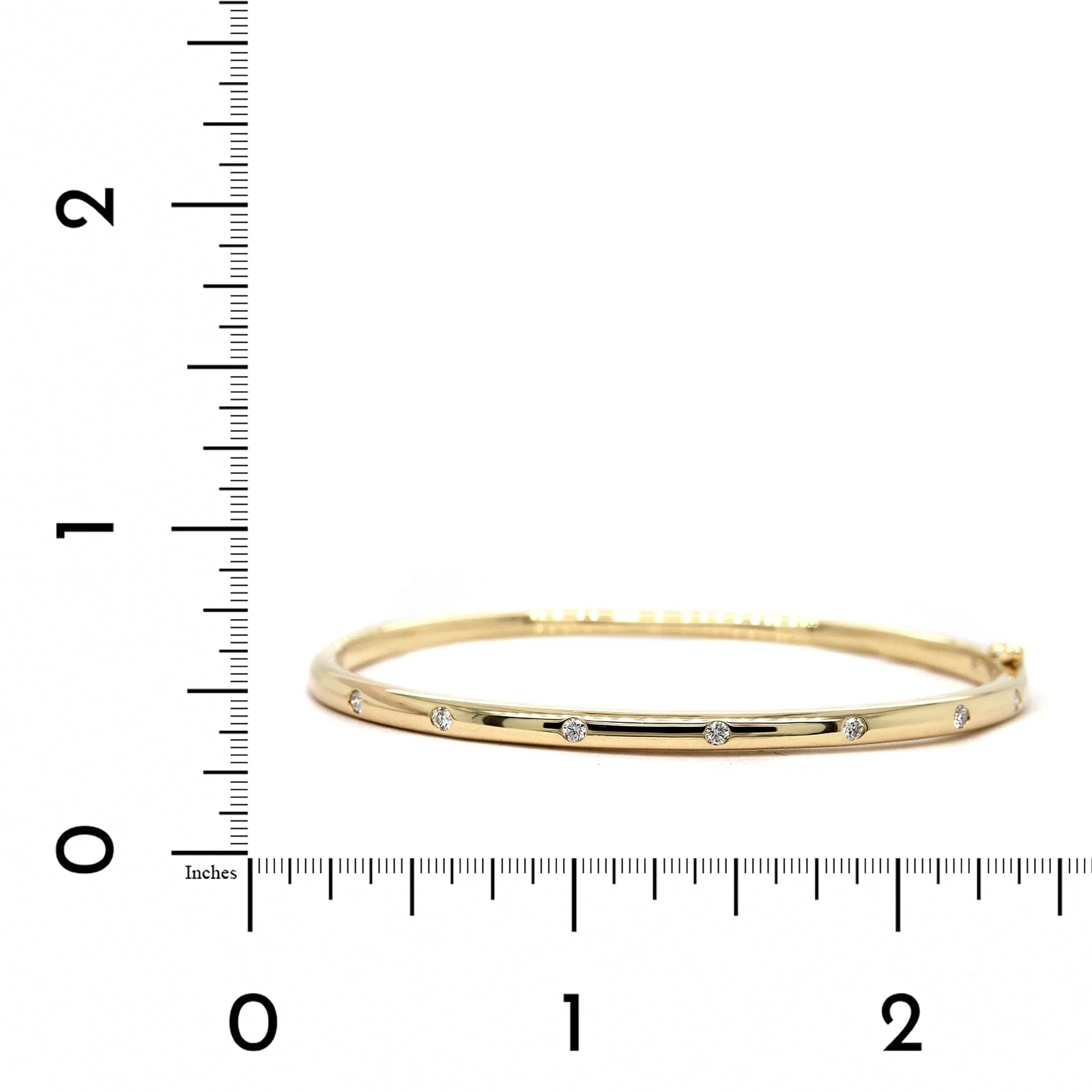 14K Yellow Gold Burnished Set Diamond Bangle - Image 3