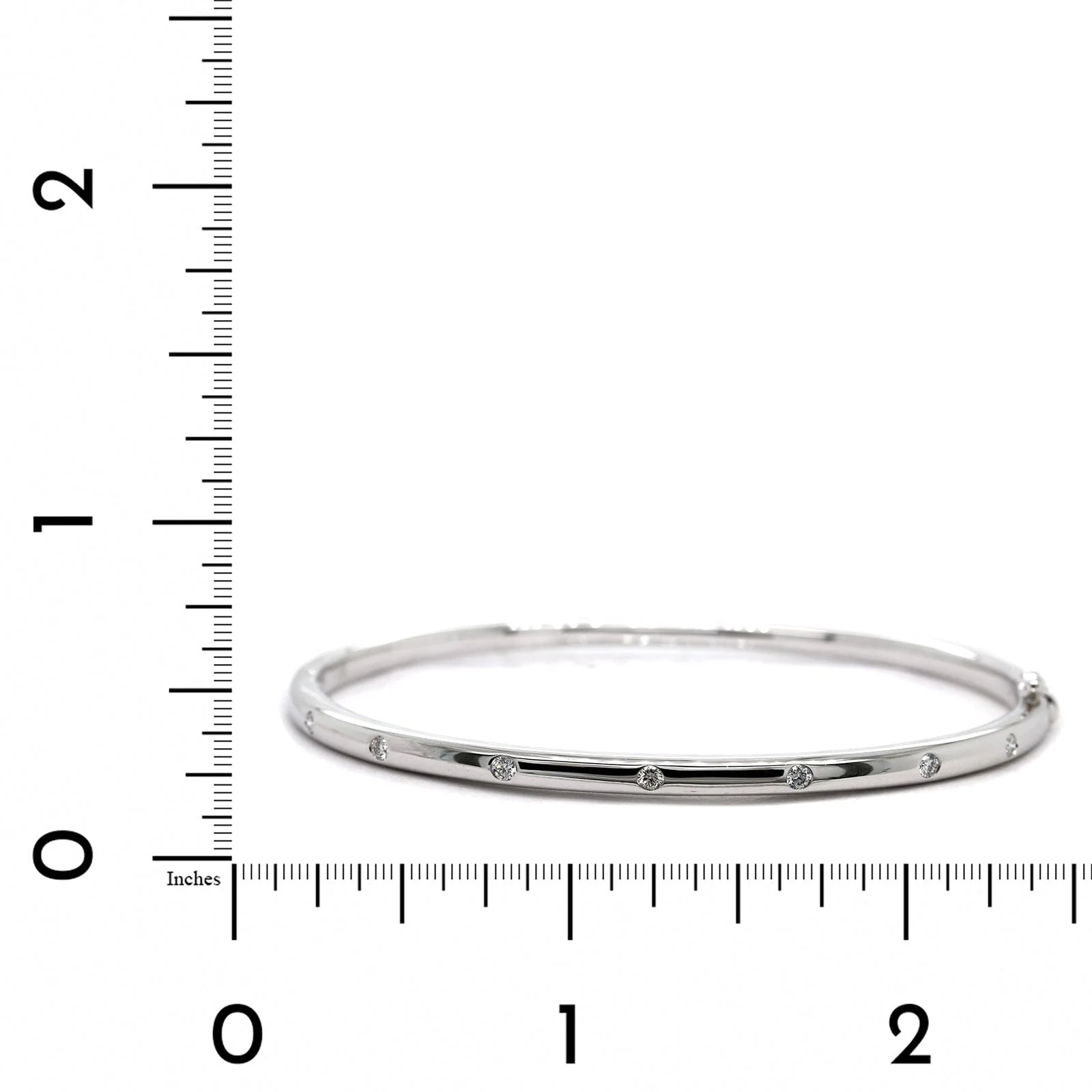 14K White Gold Burnished Set Diamond Bangle - Image 3