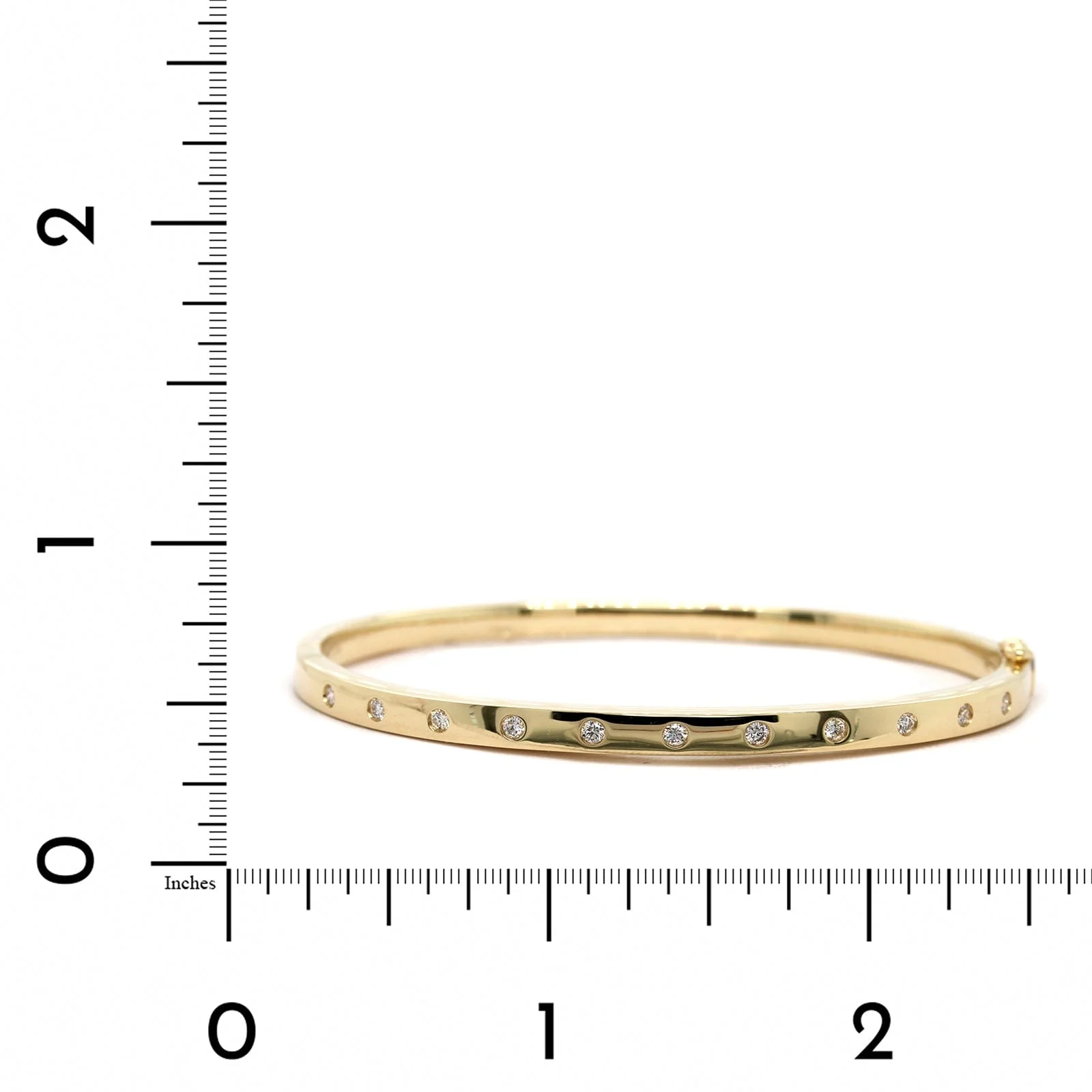 14K Yellow Gold Burnished Set Diamond Bangle - Image 3