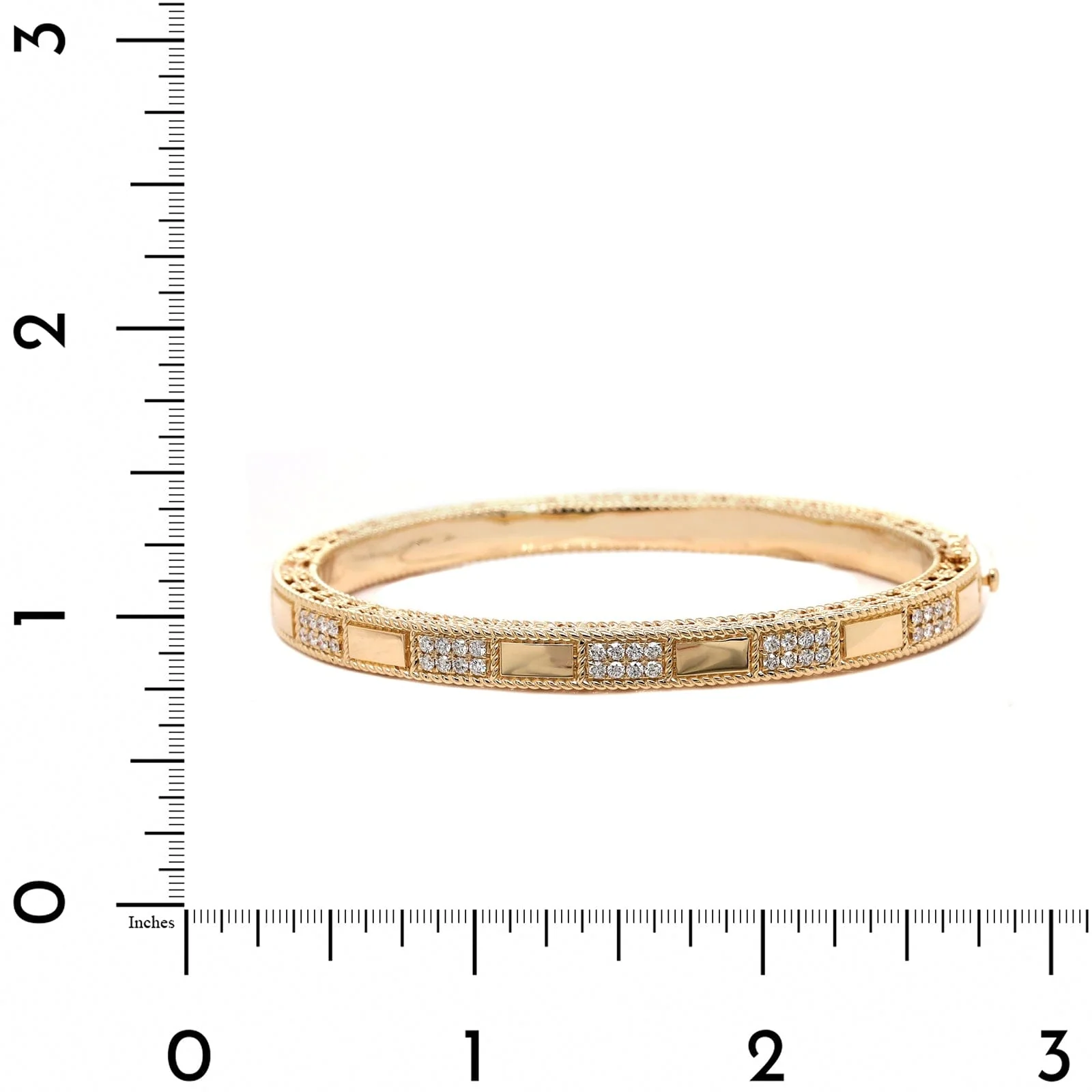14K Yellow Gold Pave Diamond 2 Row Bracelet - Image 3