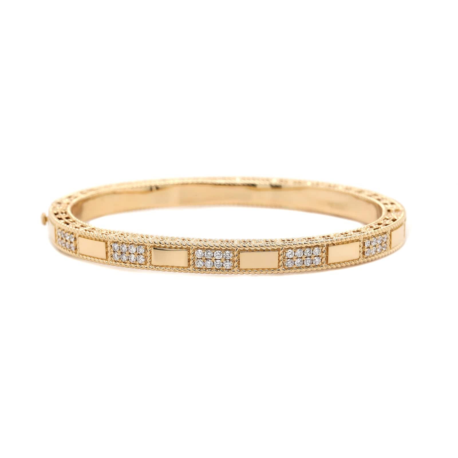 14K Yellow Gold Pave Diamond 2 Row Bracelet - Image 4
