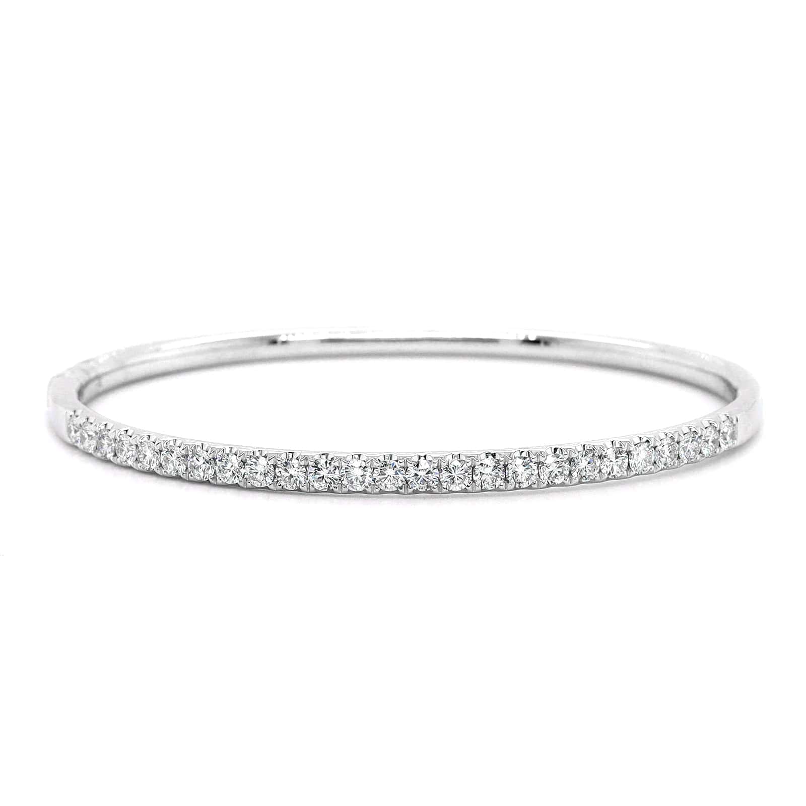18K White Gold Prongset Diamond Bangle Bracelet - Image 4
