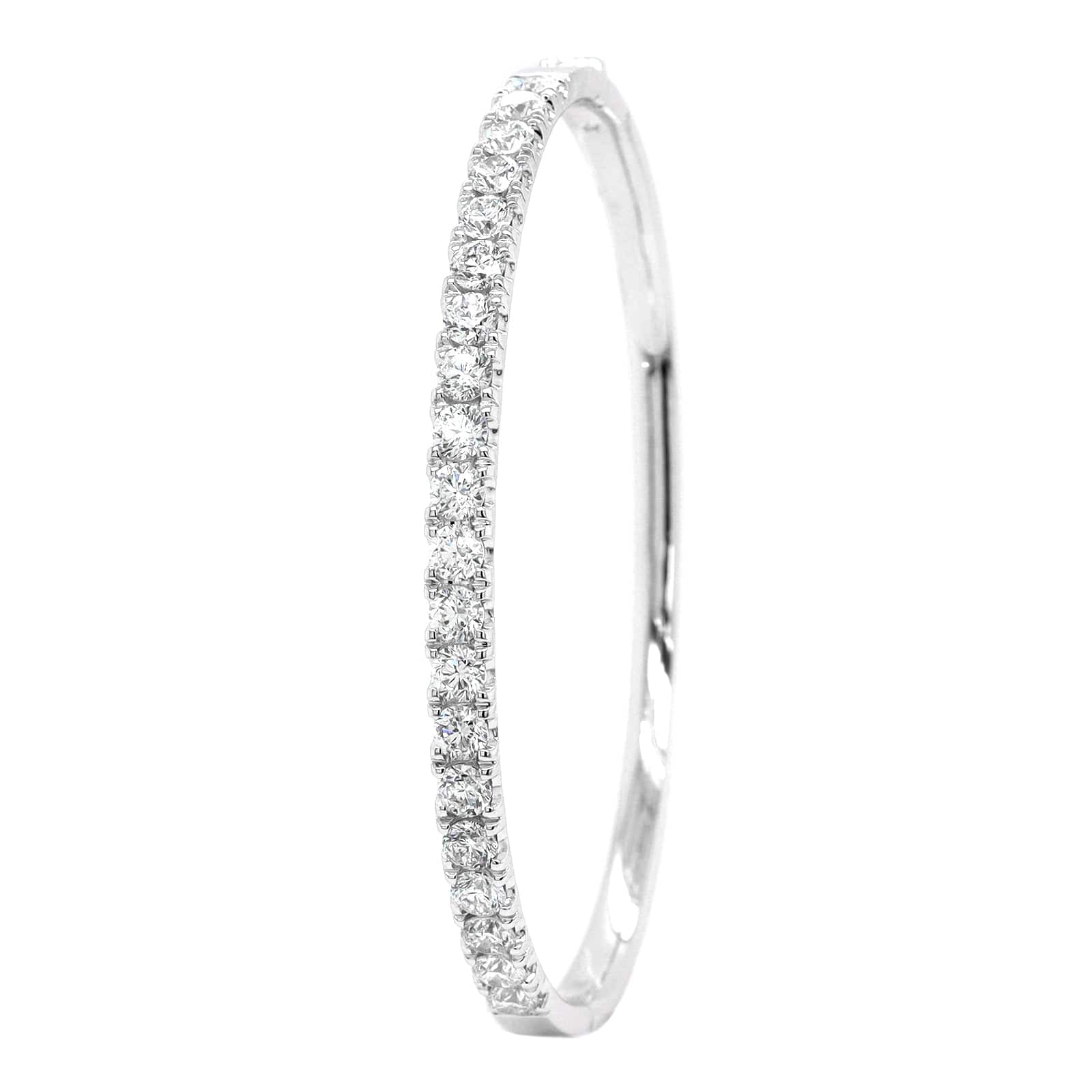 18K White Gold Prongset Diamond Bangle Bracelet - Image 2