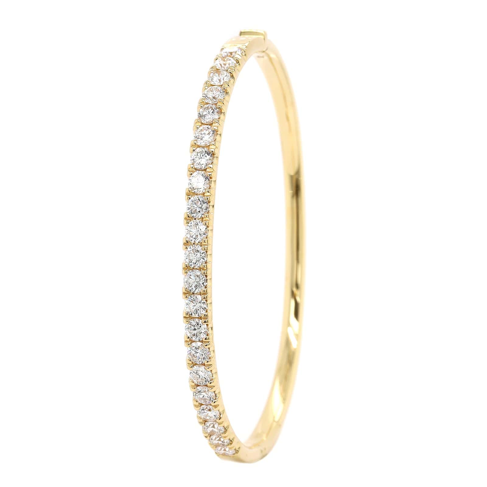 18K Yellow Gold Prongset Diamond Bangle Bracelet - Image 2