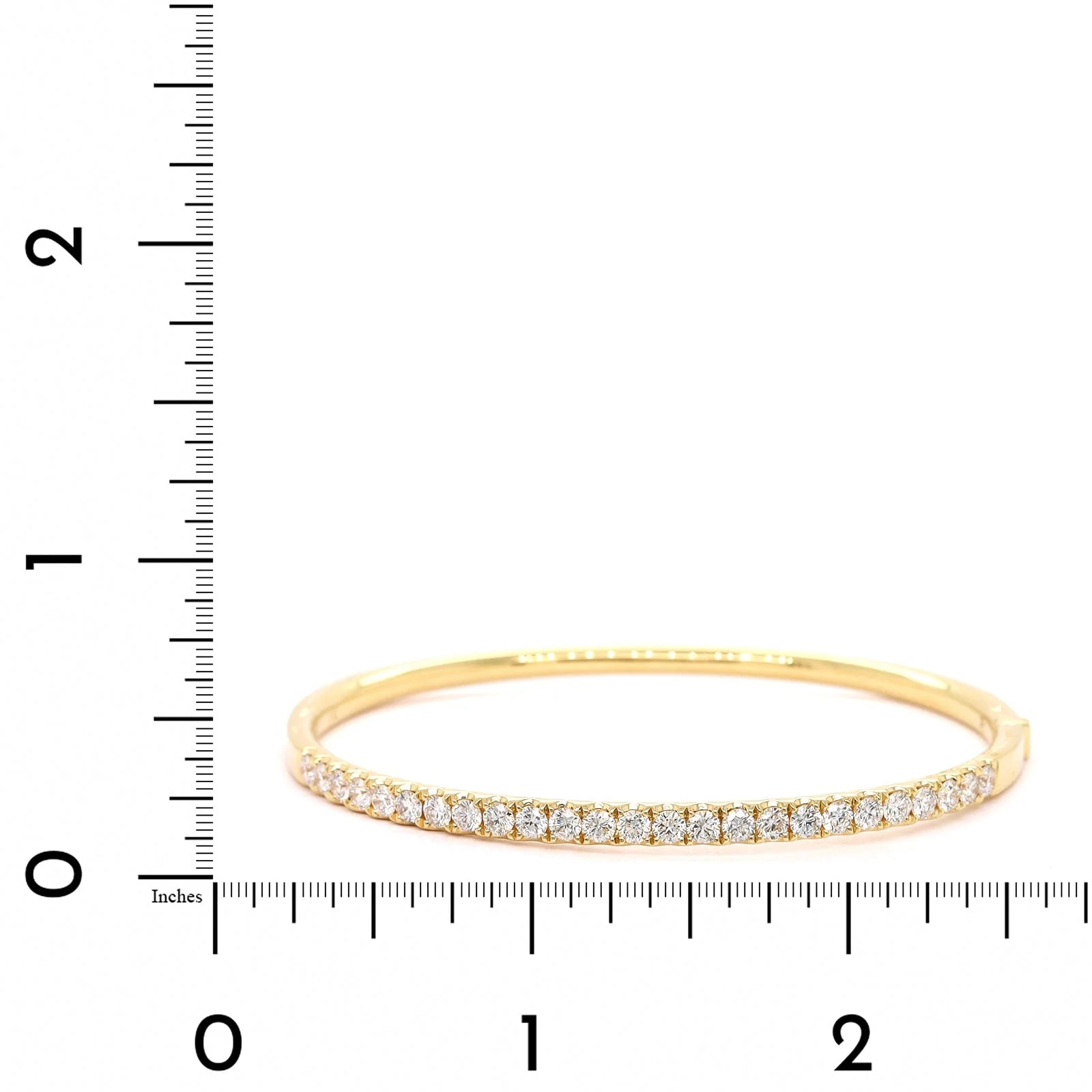 18K Yellow Gold Prongset Diamond Bangle Bracelet - Image 3