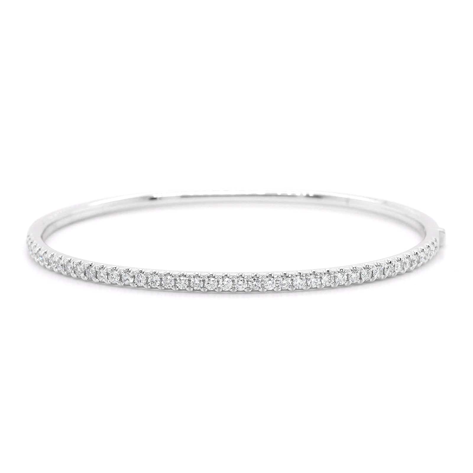 18K White Gold Prongset Diamond Bangle Bracelet