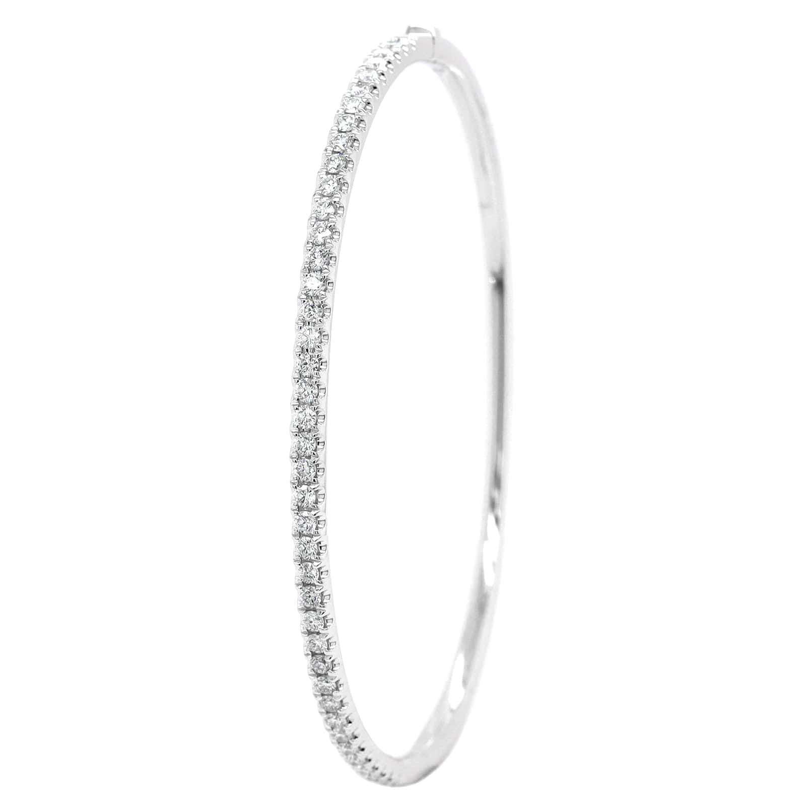 18K White Gold Prongset Diamond Bangle Bracelet - Image 2