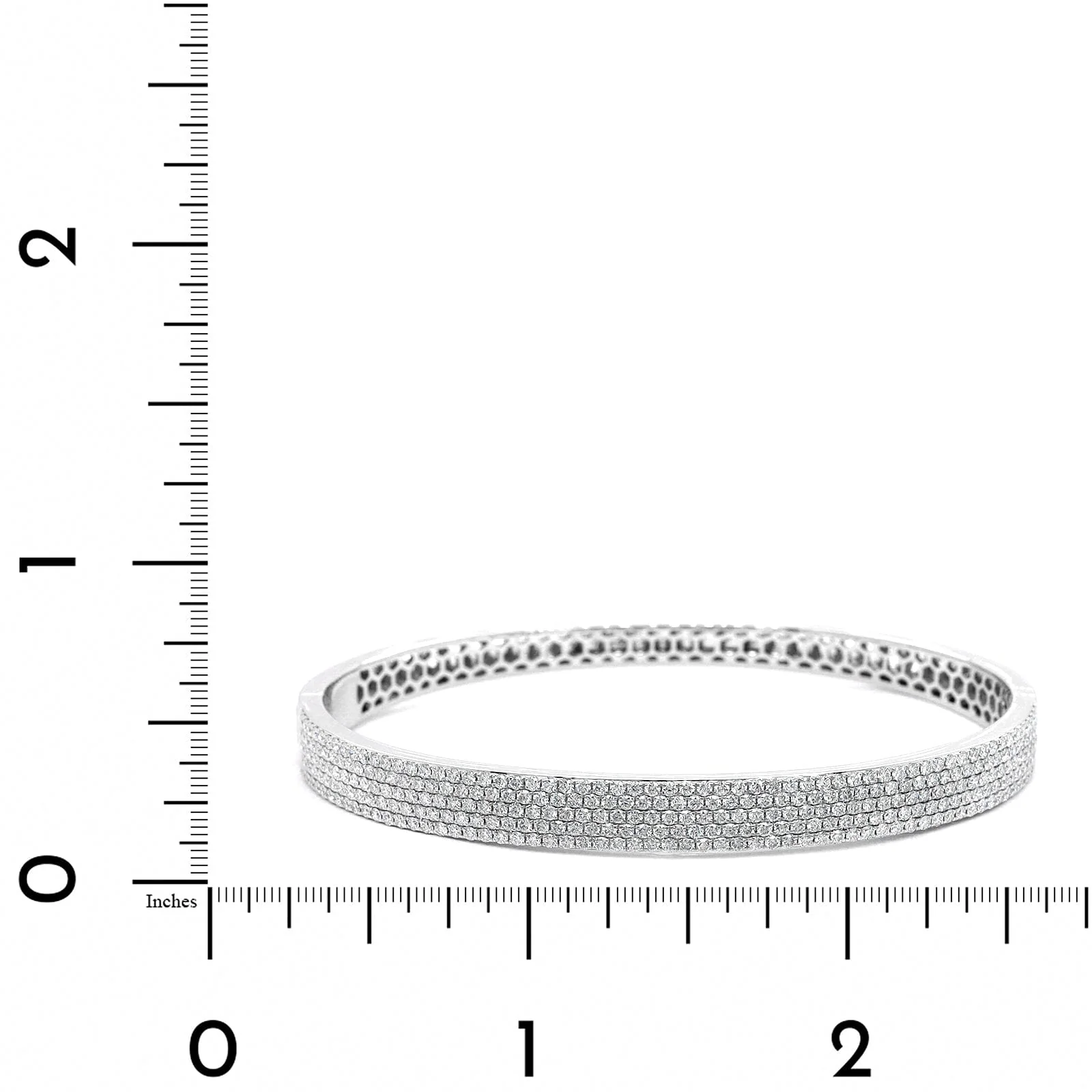 18K White Gold 5 Row Pave Diamond Bangle Bracelet - Image 3