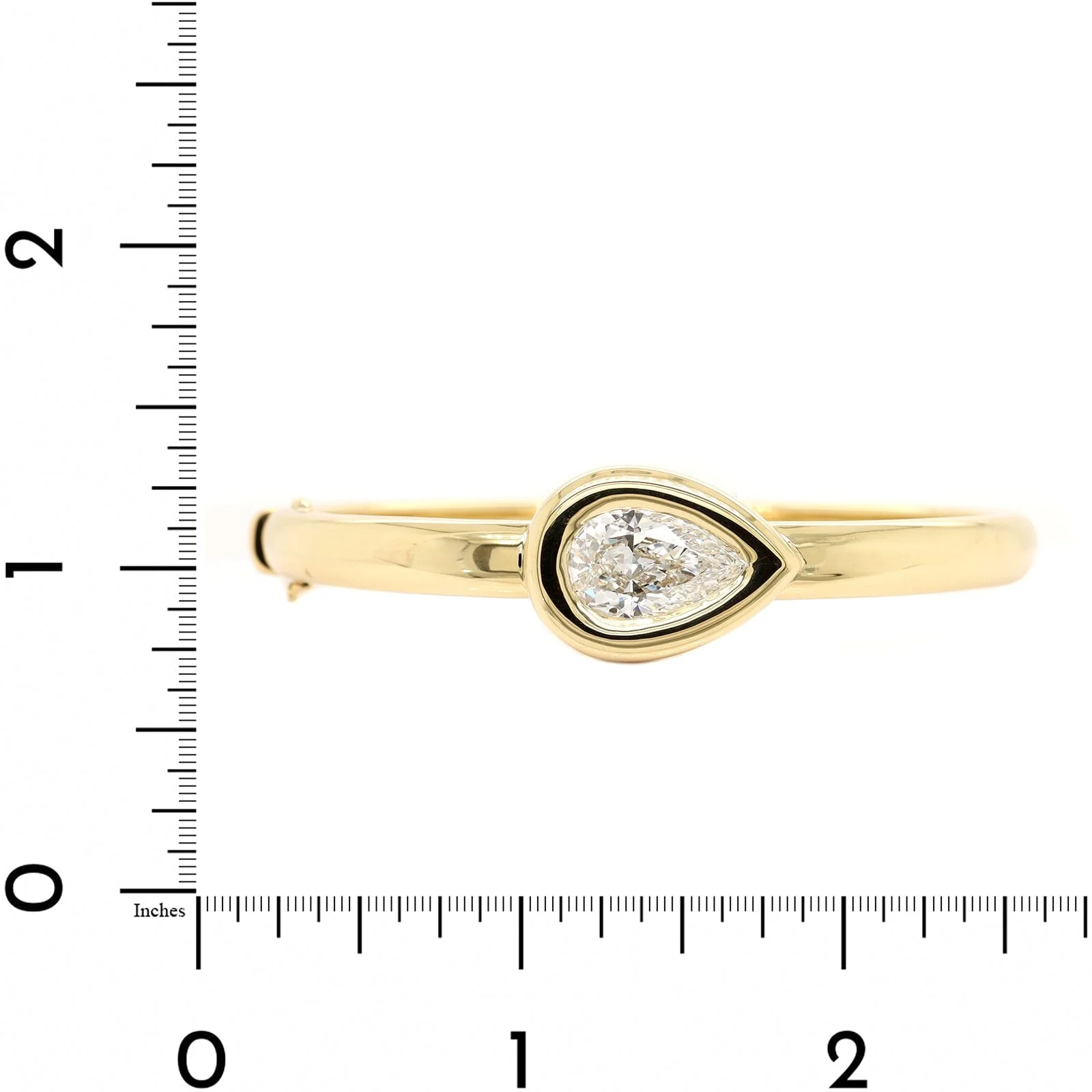 18K Yellow Gold Pear Shaped Diamond Bangle Bracelet - Image 4