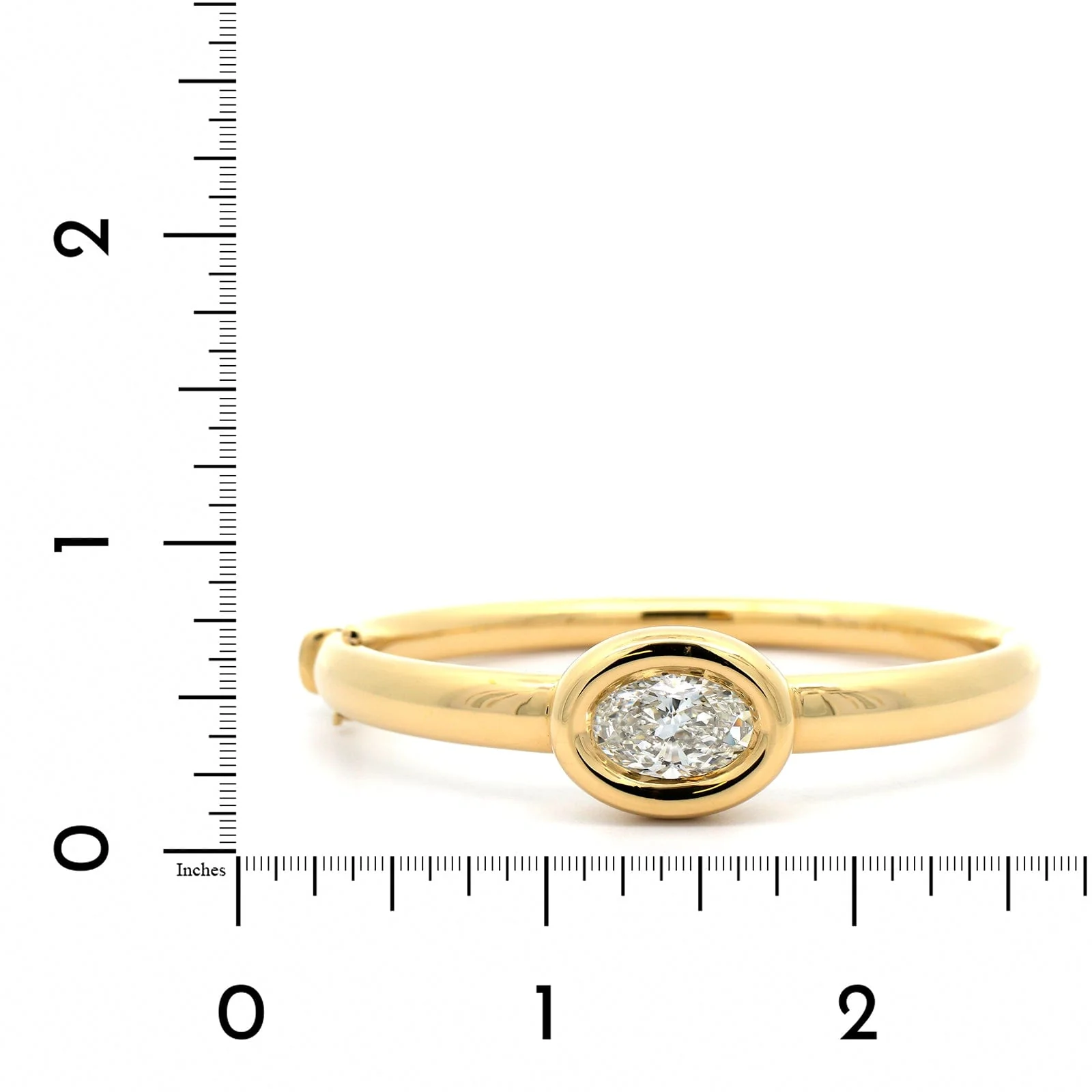 18K Yellow Gold Oval Shaped Diamond Bangle Bracelet - Image 3