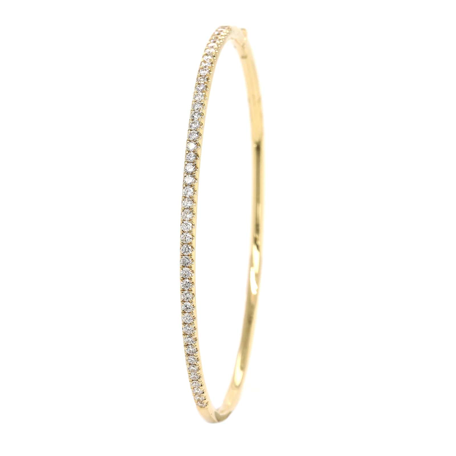 14K Yellow Gold Prong Set Round Diamond Bangle - Image 2