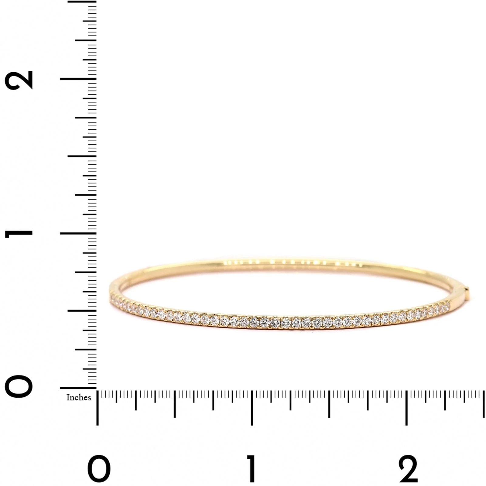 14K Yellow Gold Prong Set Round Diamond Bangle - Image 3